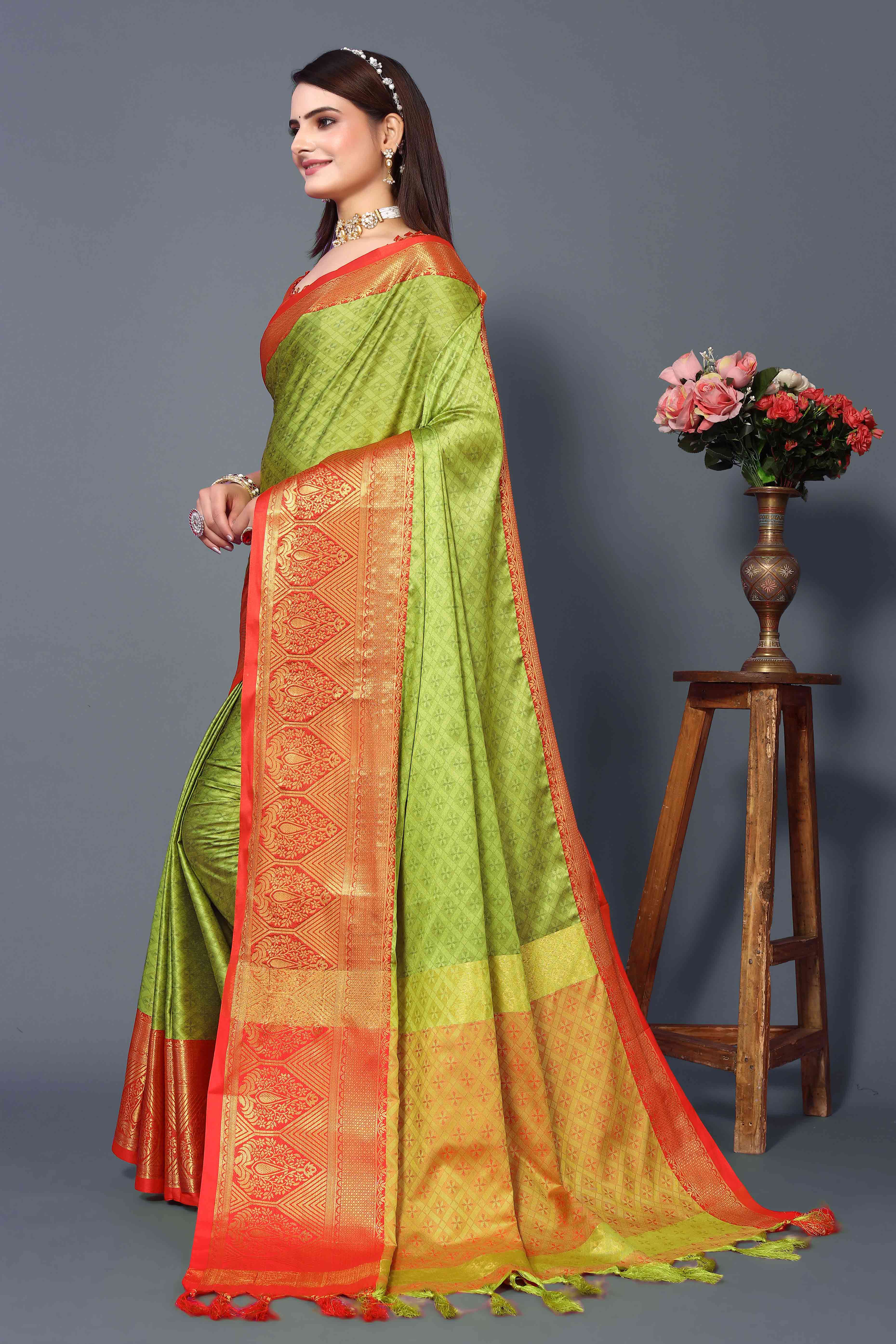 Green Zari Weaving Cotton Silk Saree