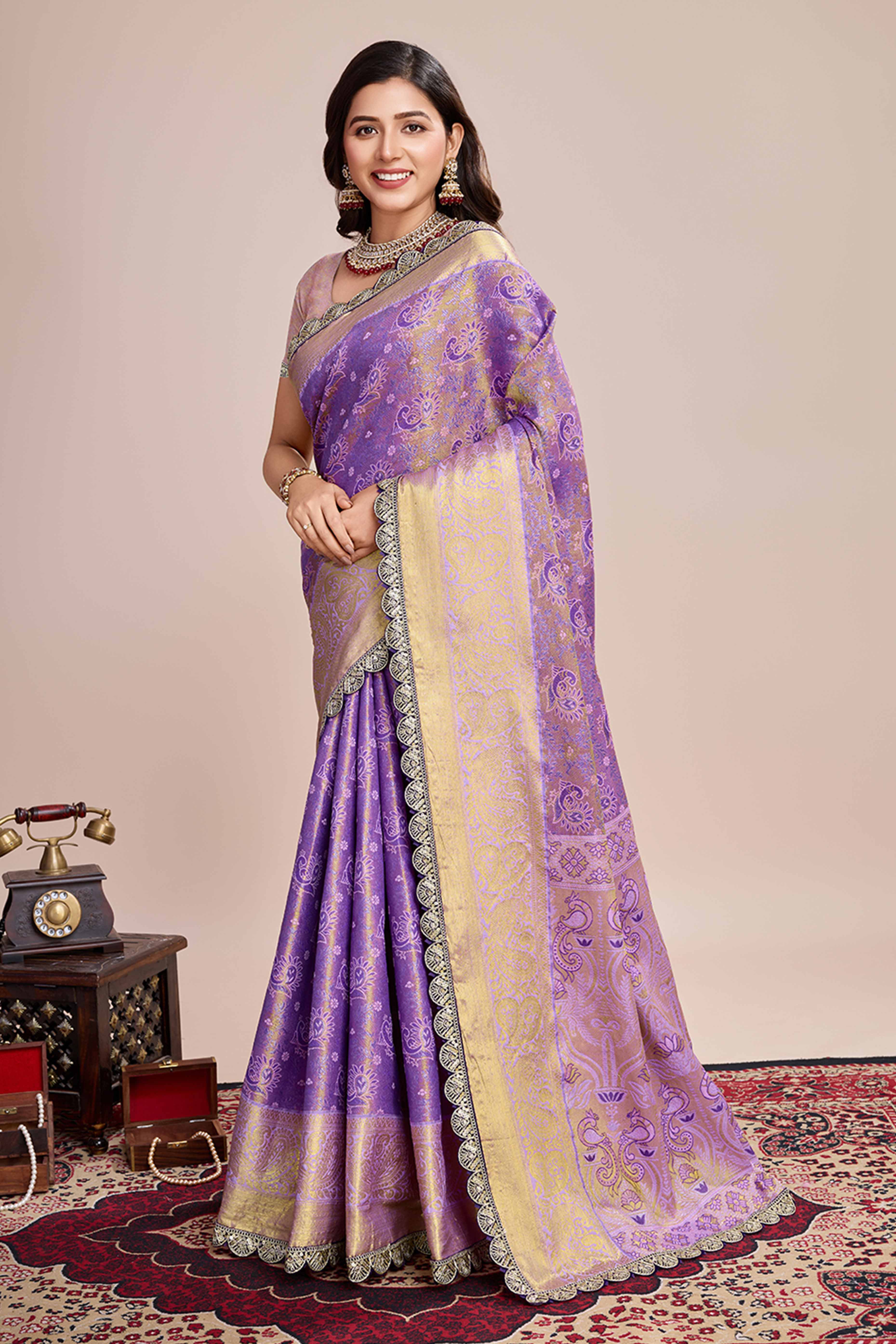 Purple Zari Weaving Kanjivaram Silk Saree