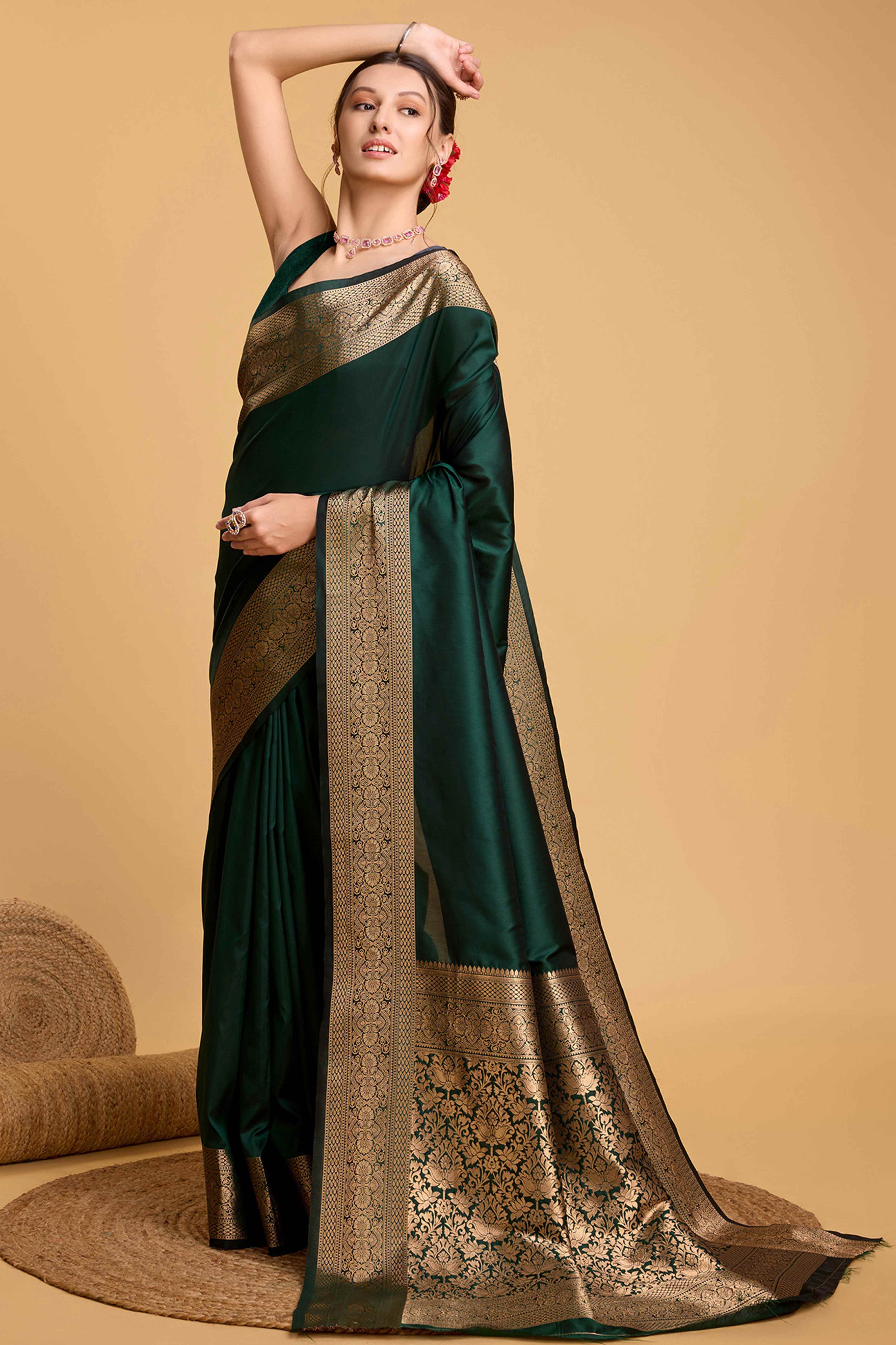 Green Zari Weaving Banarasi Silk Saree