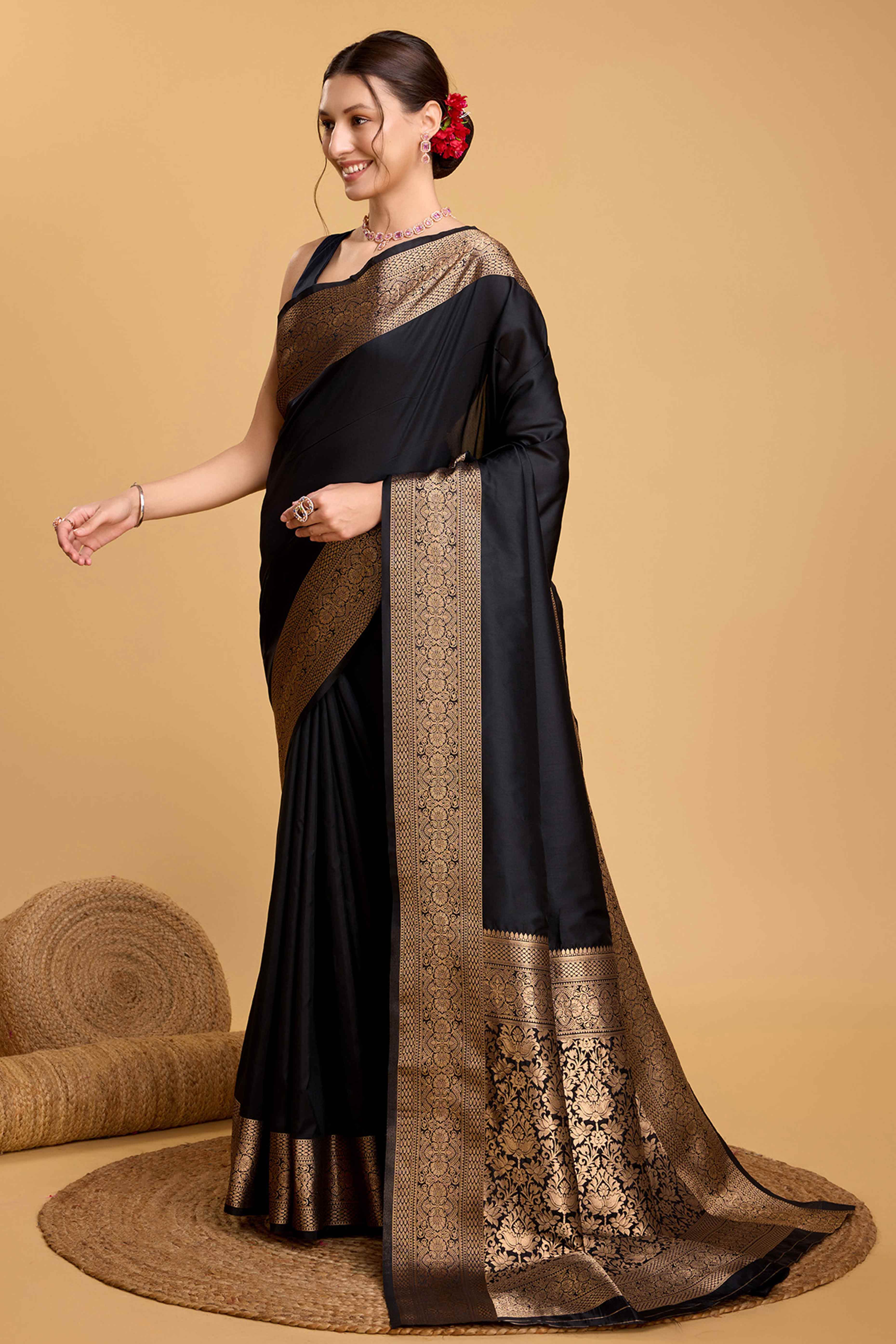 Black Zari Weaving Banarasi Silk Saree