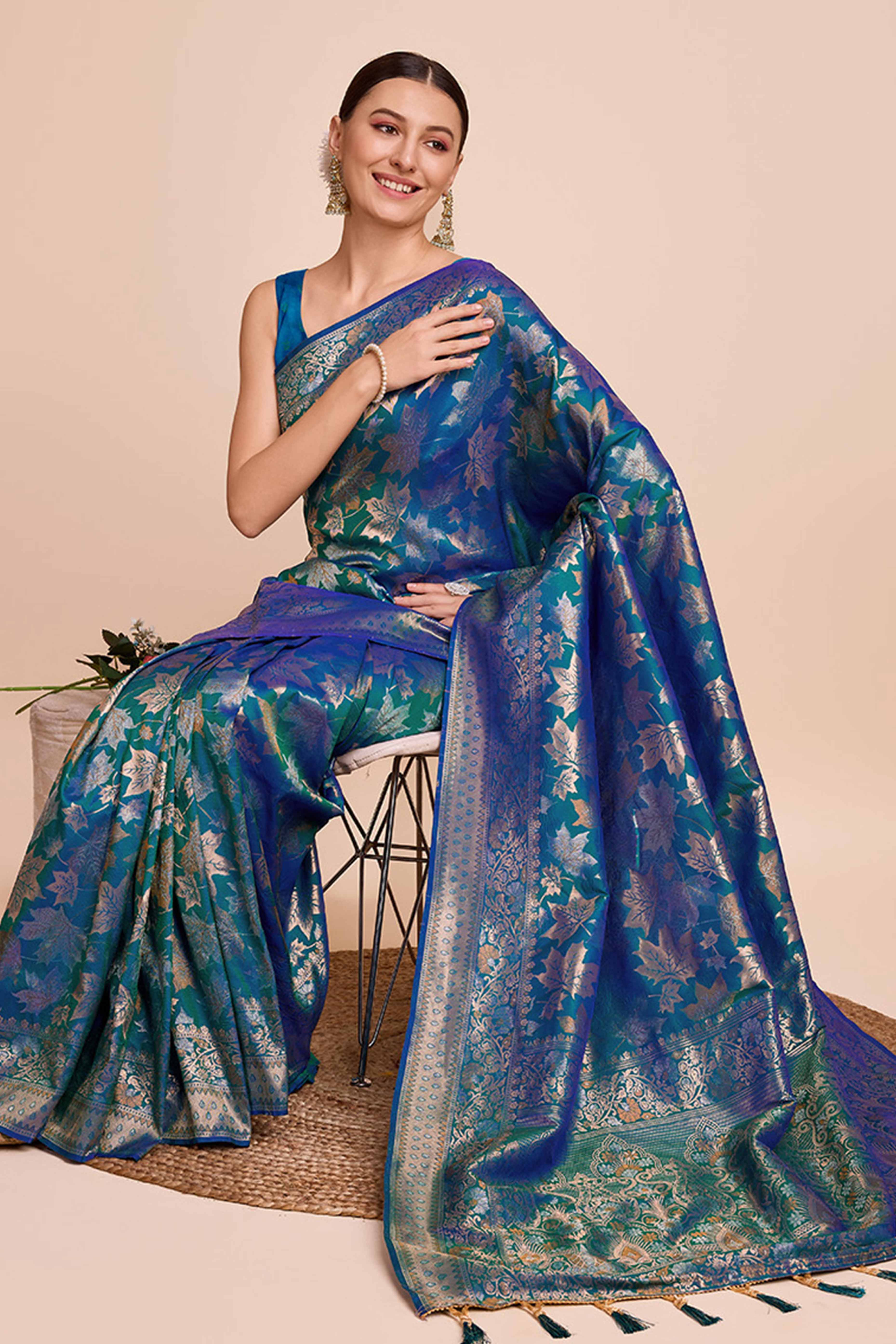 Regal Blue Zari Weaving Pure Silk Saree