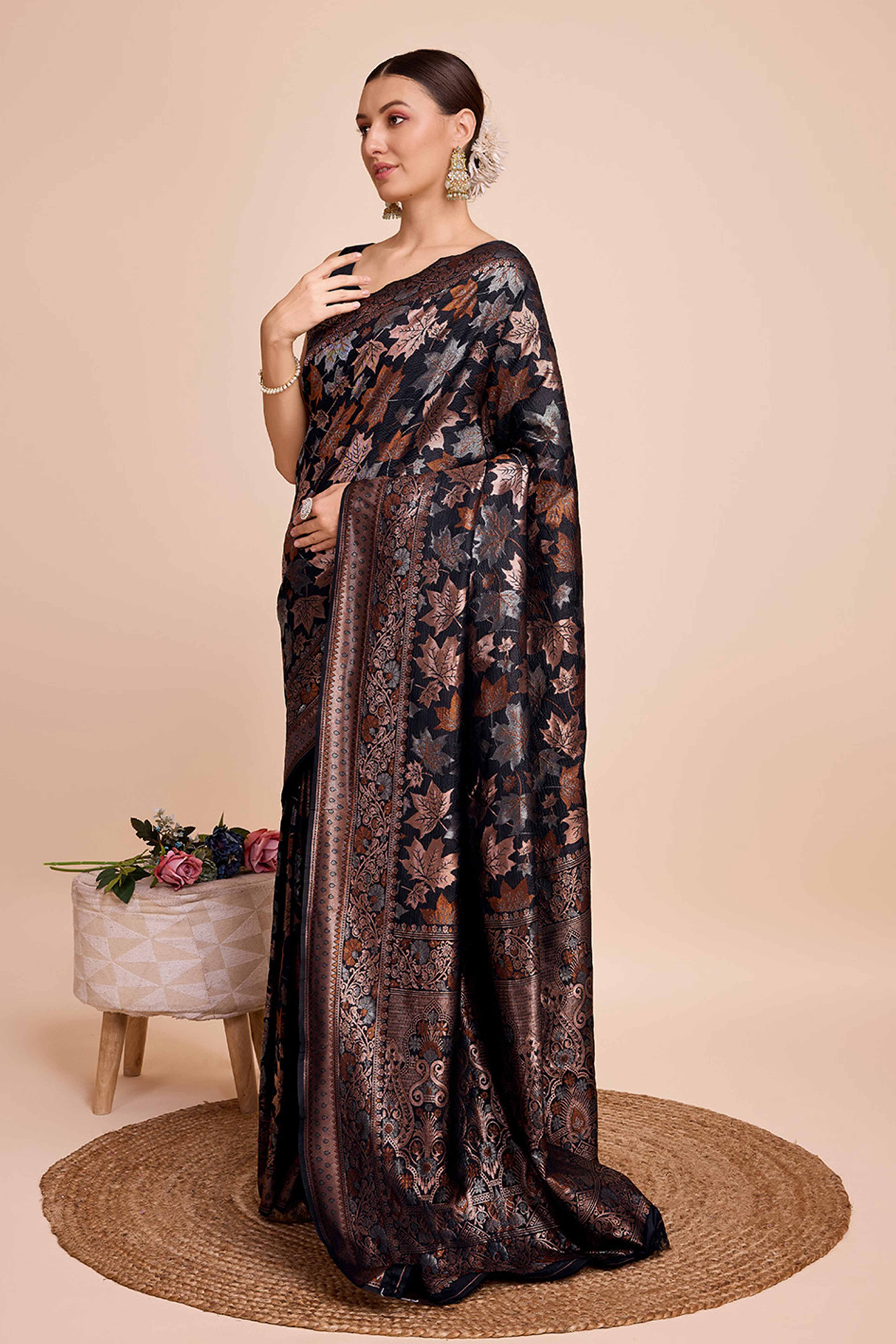 Black Zari Weaving Pure Silk Saree
