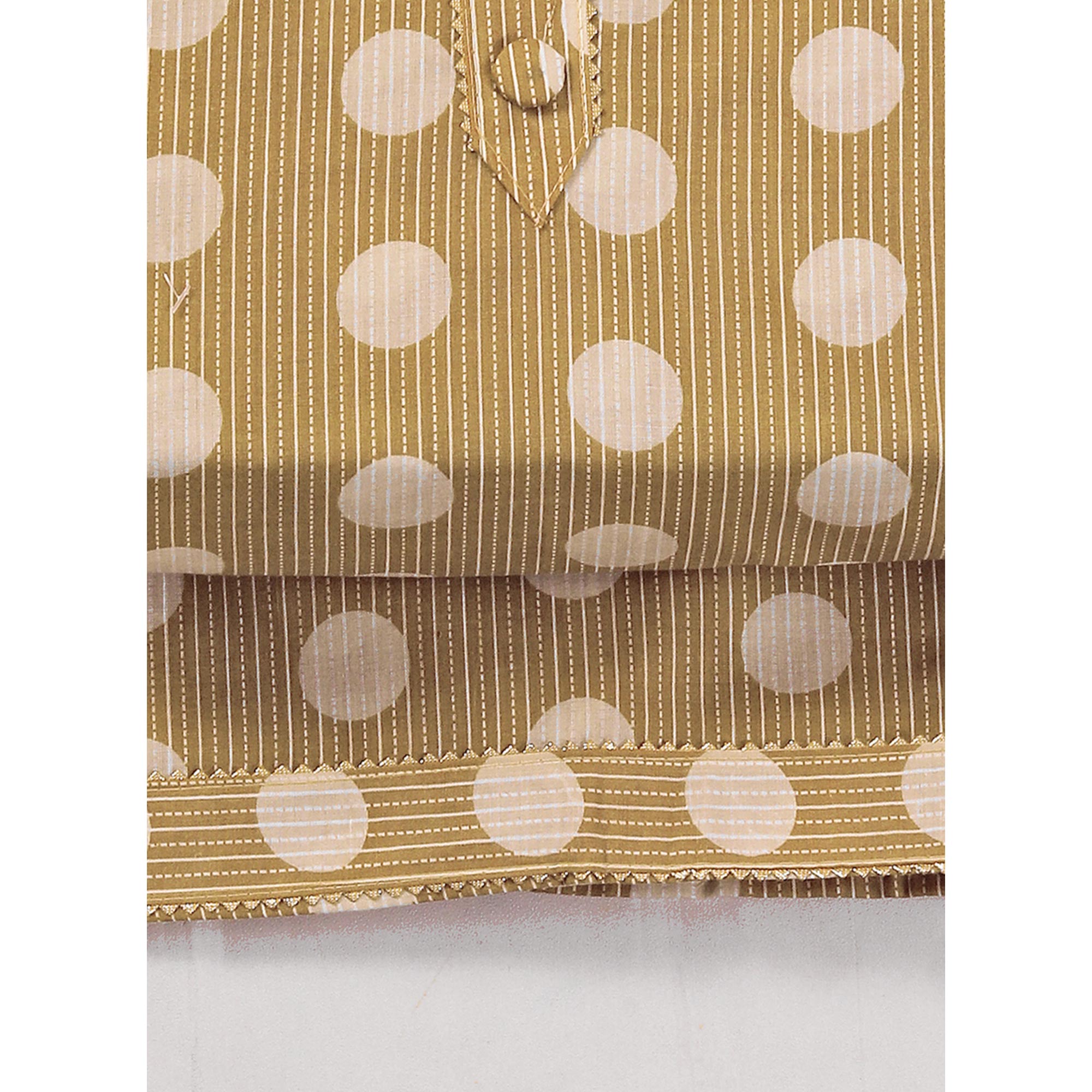 Mustard Printed With Gota Patti Work Pure Cotton Dress Material