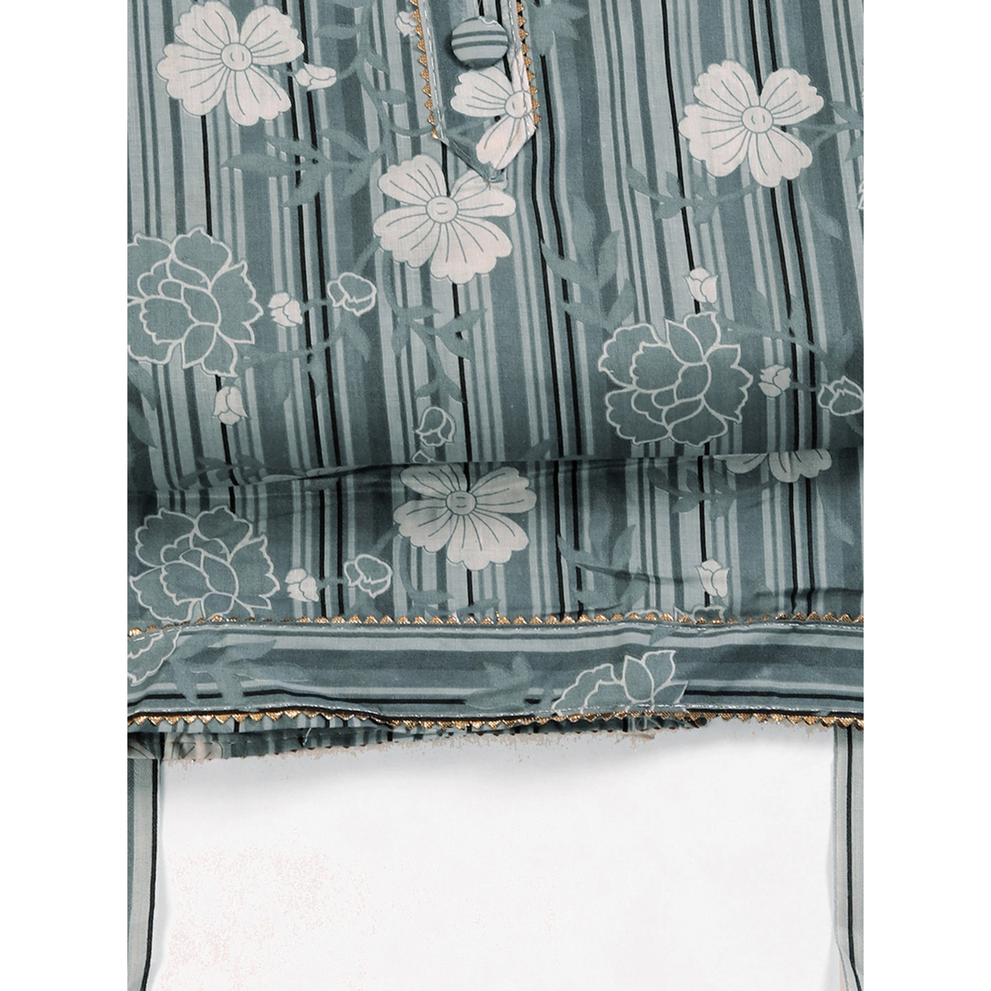 Elegant Grey Pure Cotton Ensemble Showcasing Subtle Floral Print Work Dress Material