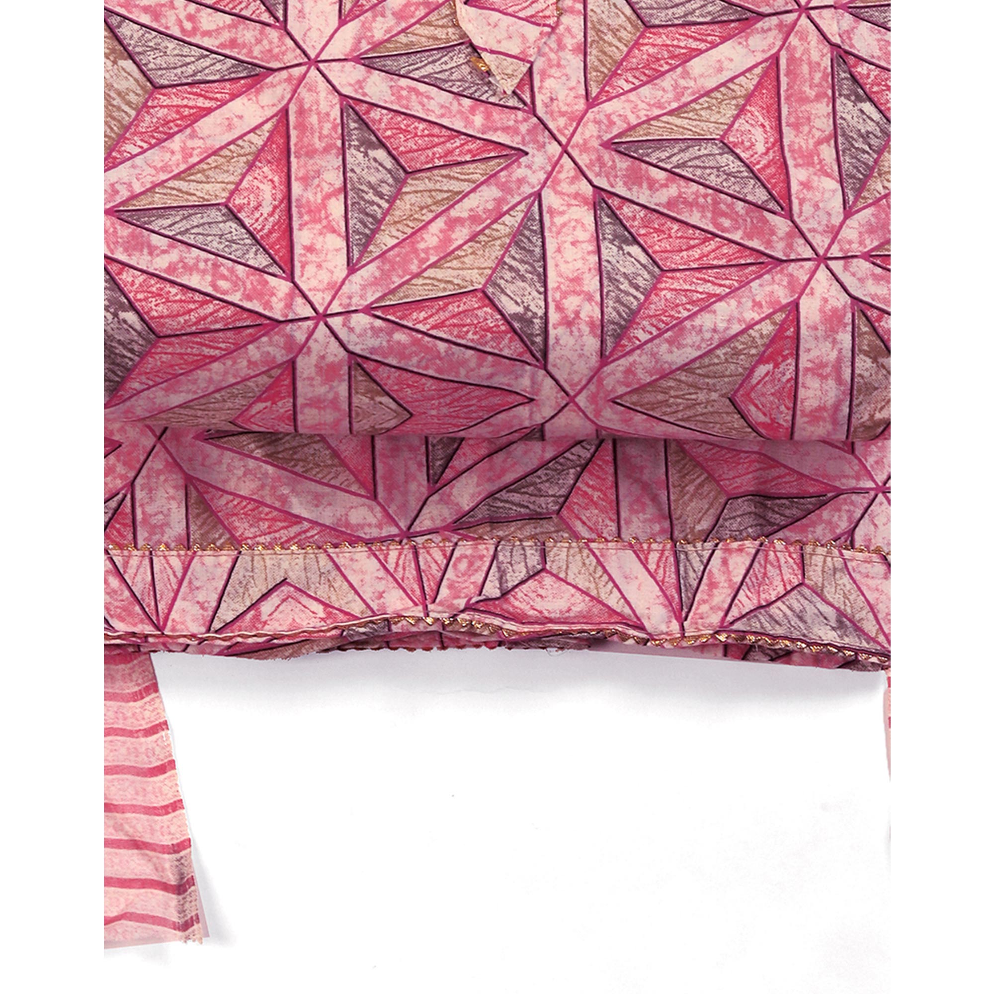 Pink Pure Cotton Dress Material with Contemporary Geometric Prints