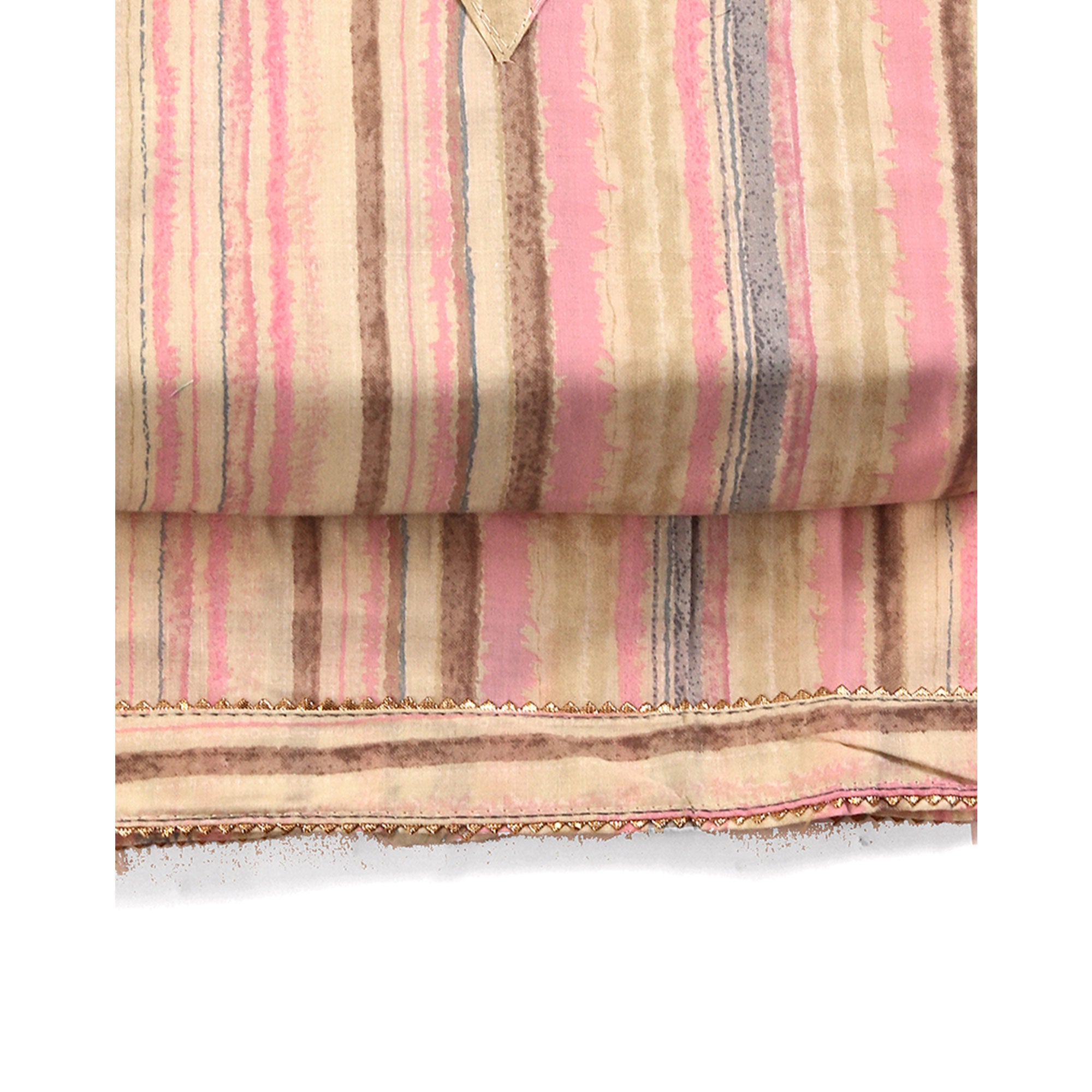 Classic Striped Design in Soft Pink Pure Cotton Unstitched Dress Material