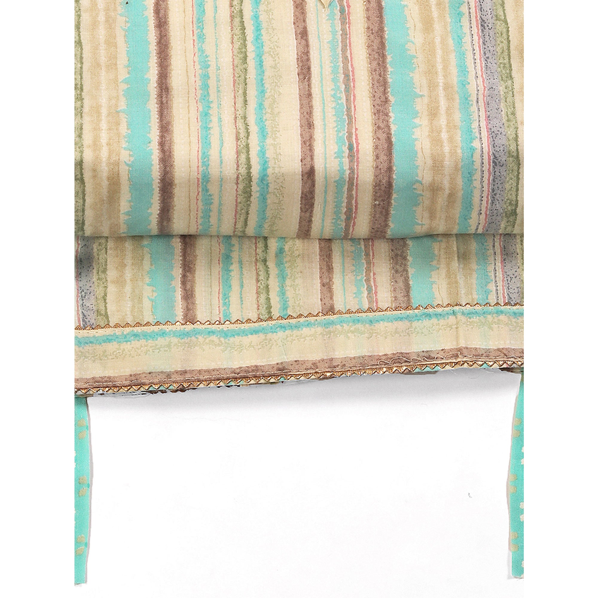 Classic Striped Design in Soft Sea Green Pure Cotton Unstitched Dress Material