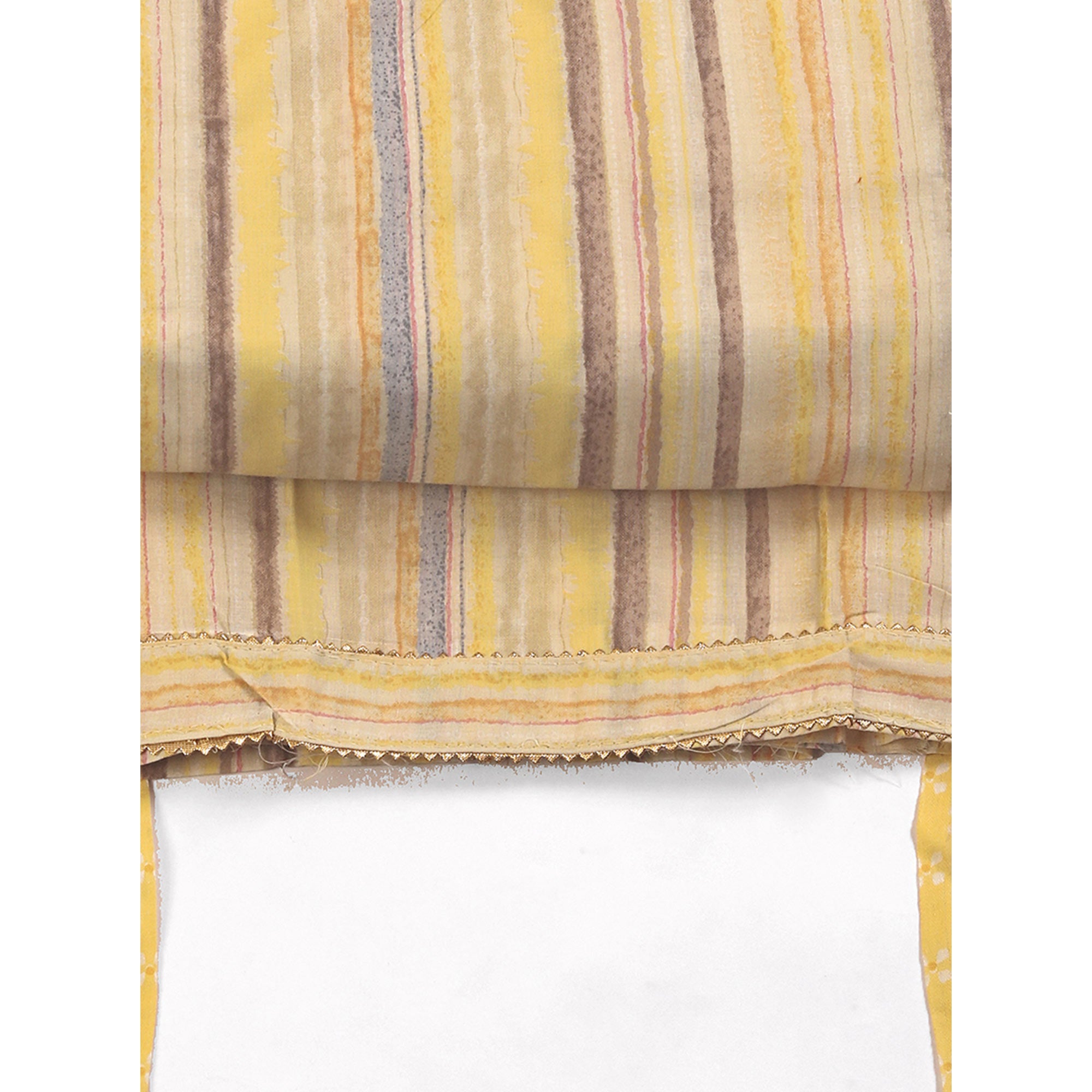 Classic Striped Design in Soft Yellow Pure Cotton Unstitched Dress Material