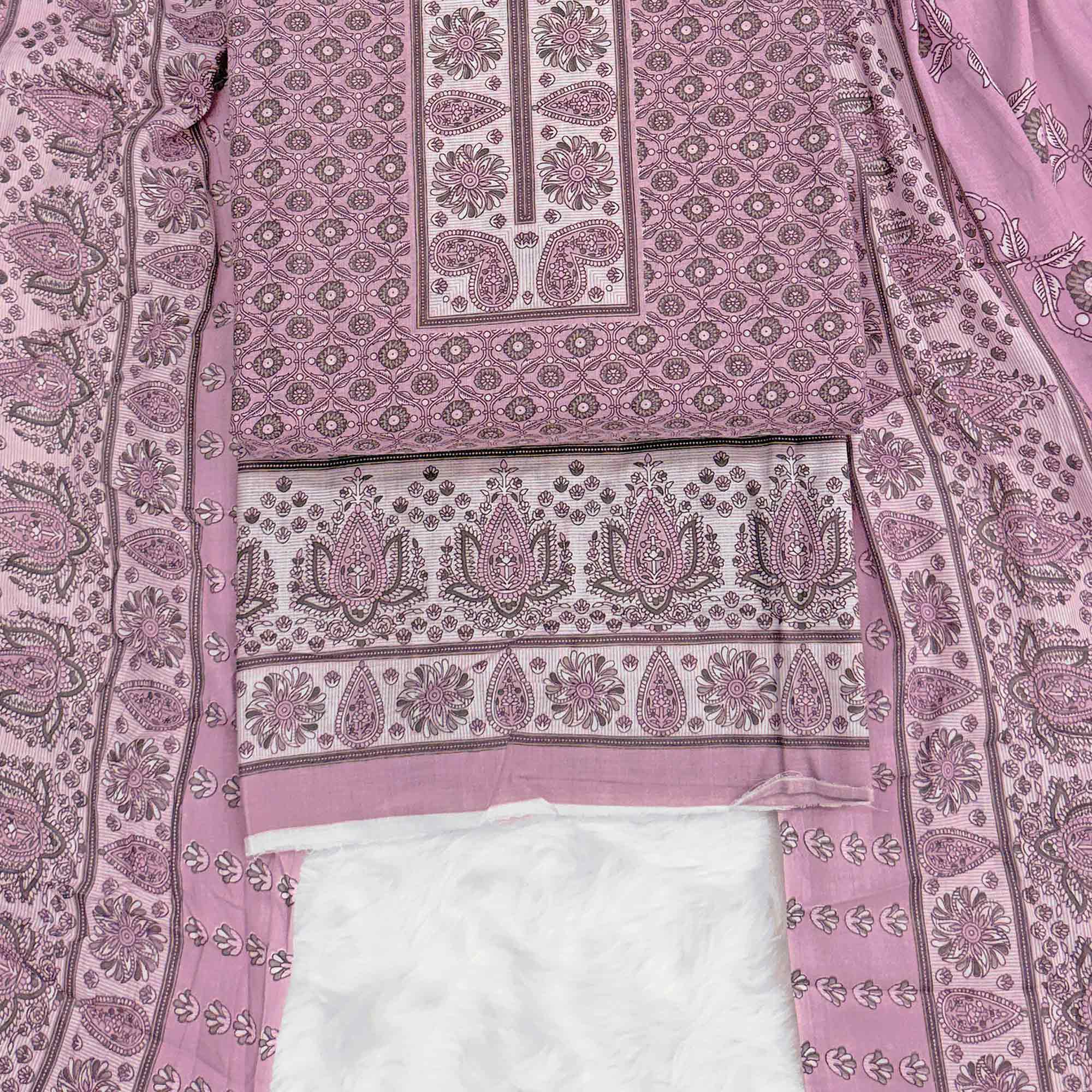 Vibrant Light Purple Floral Print Pure Cotton Dress Material With Refined Craftsmanship