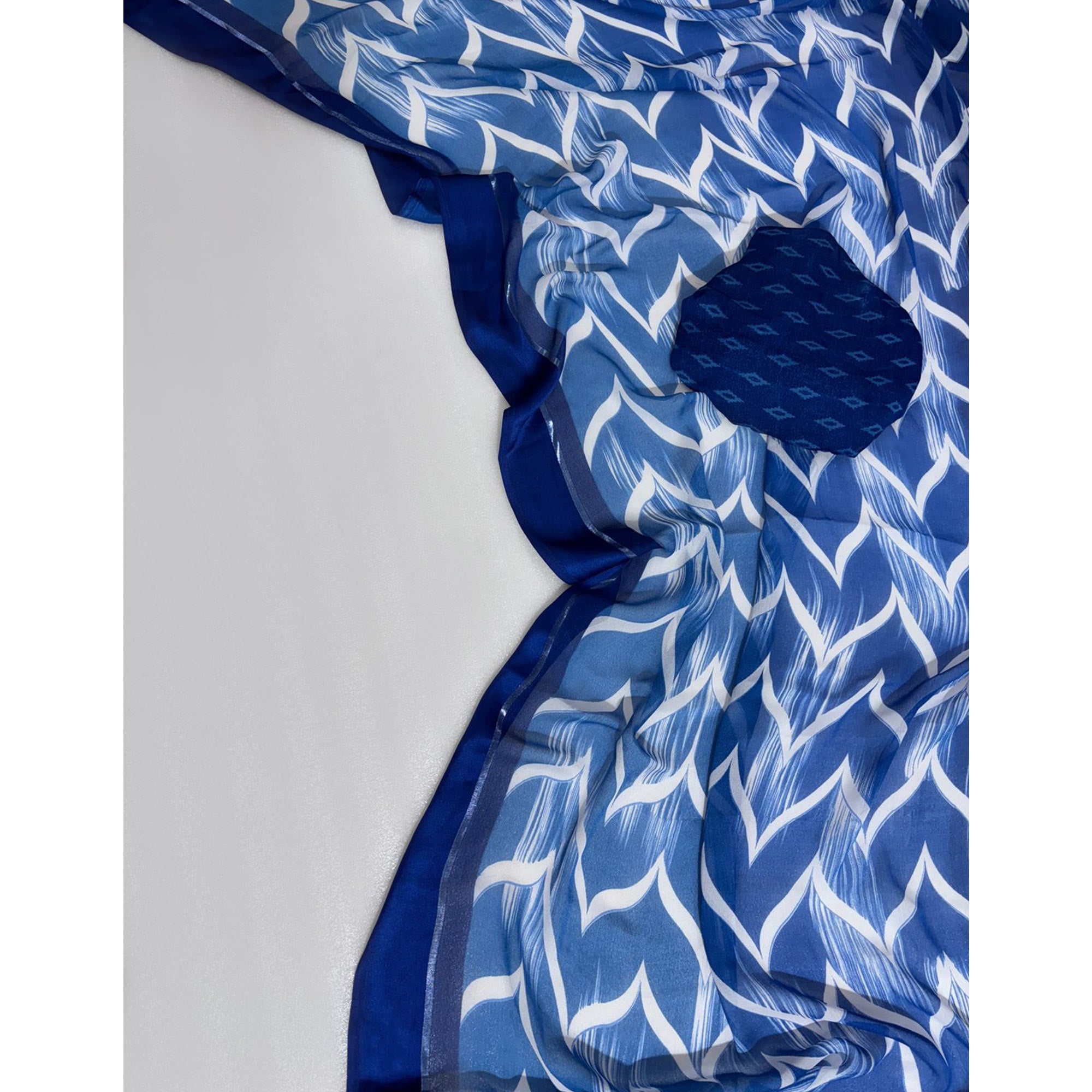 Blue Shibori Printed Chiffon Saree