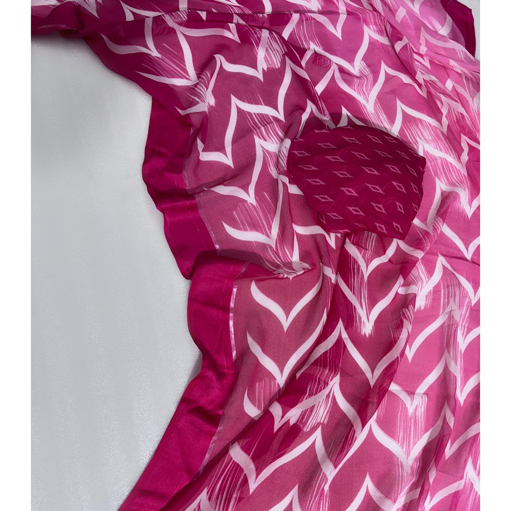 Magenta Shibori Printed Chiffon Saree