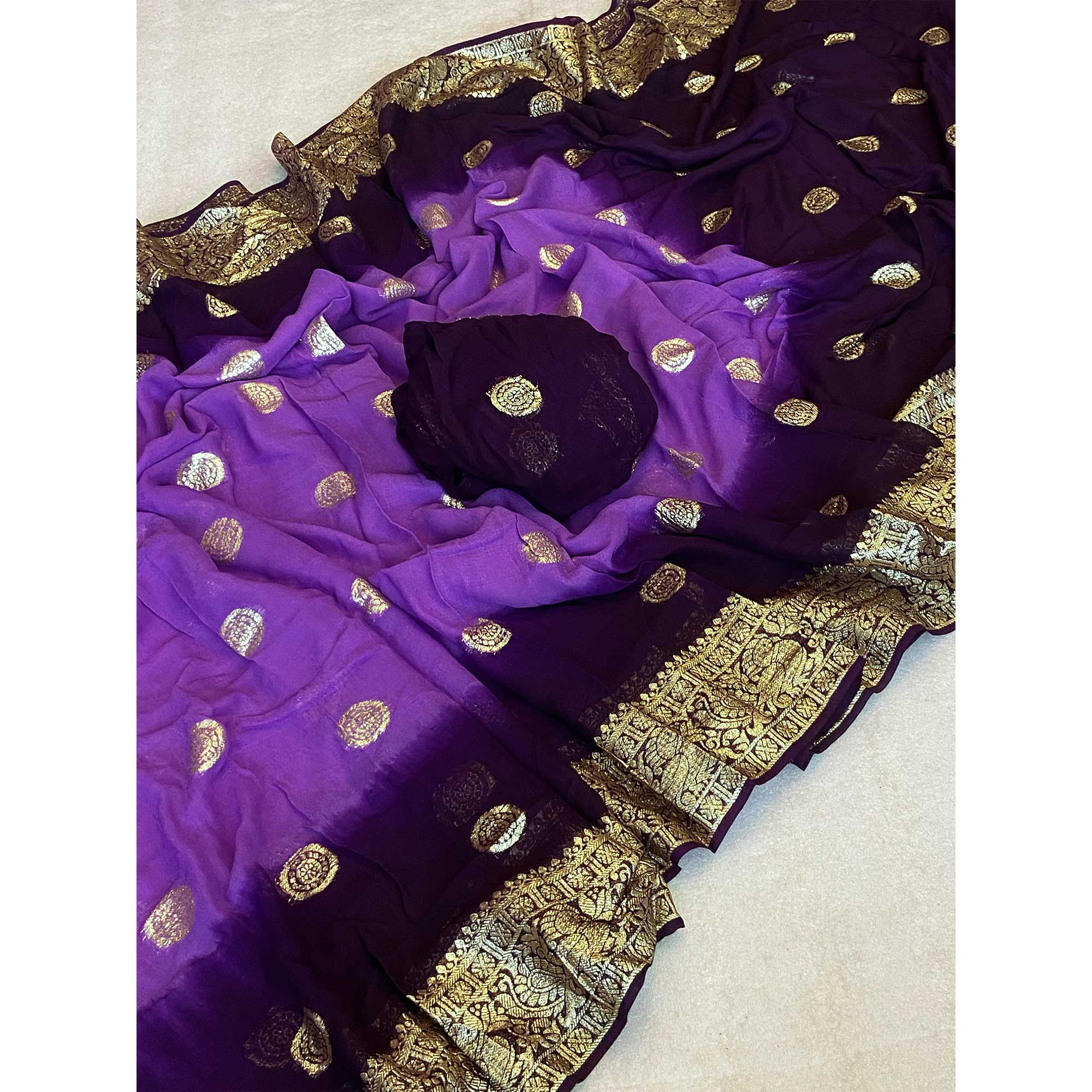 Purple Zari Weaving Pure Viscose Saree