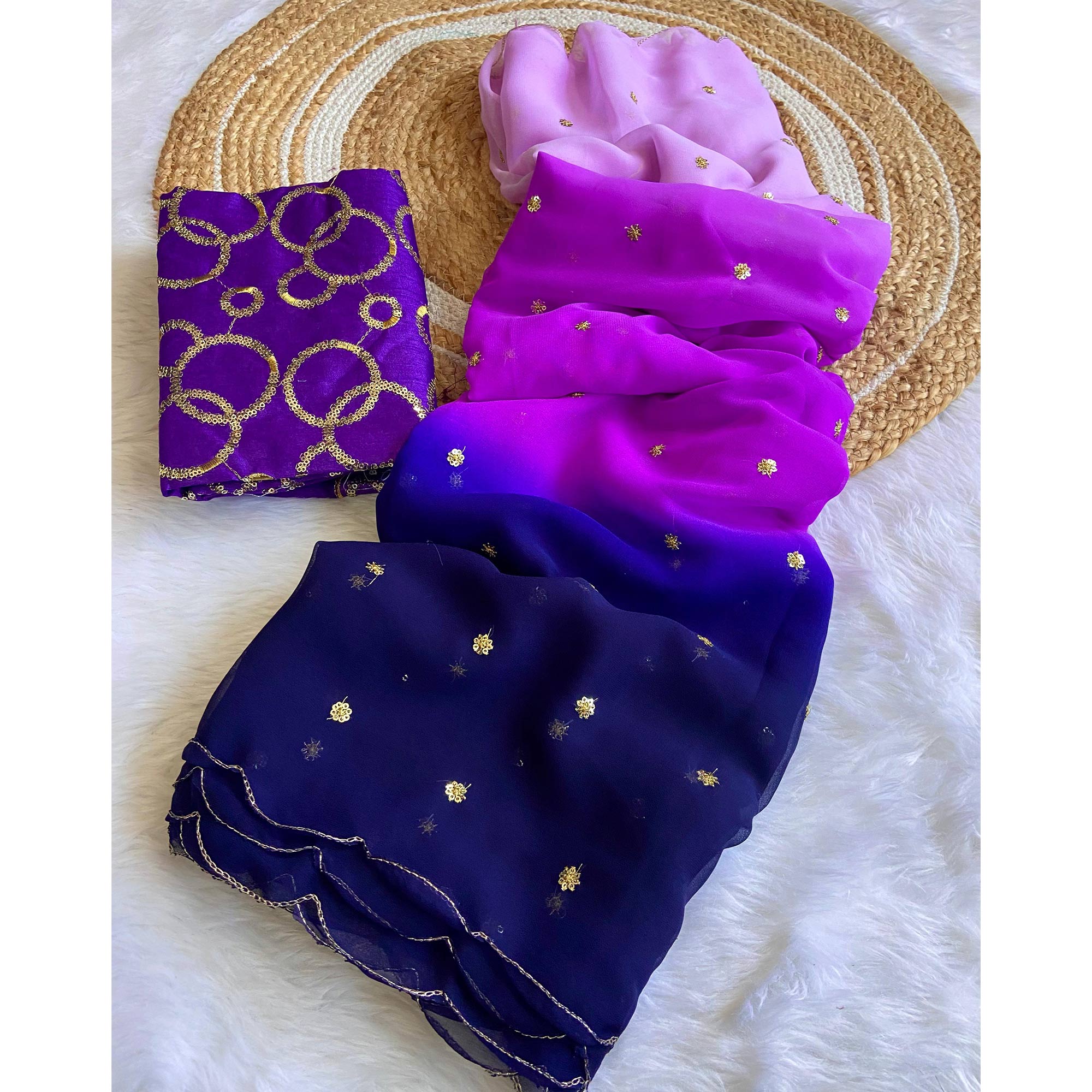 Multicolor Sequins Embroidered Georgette Saree