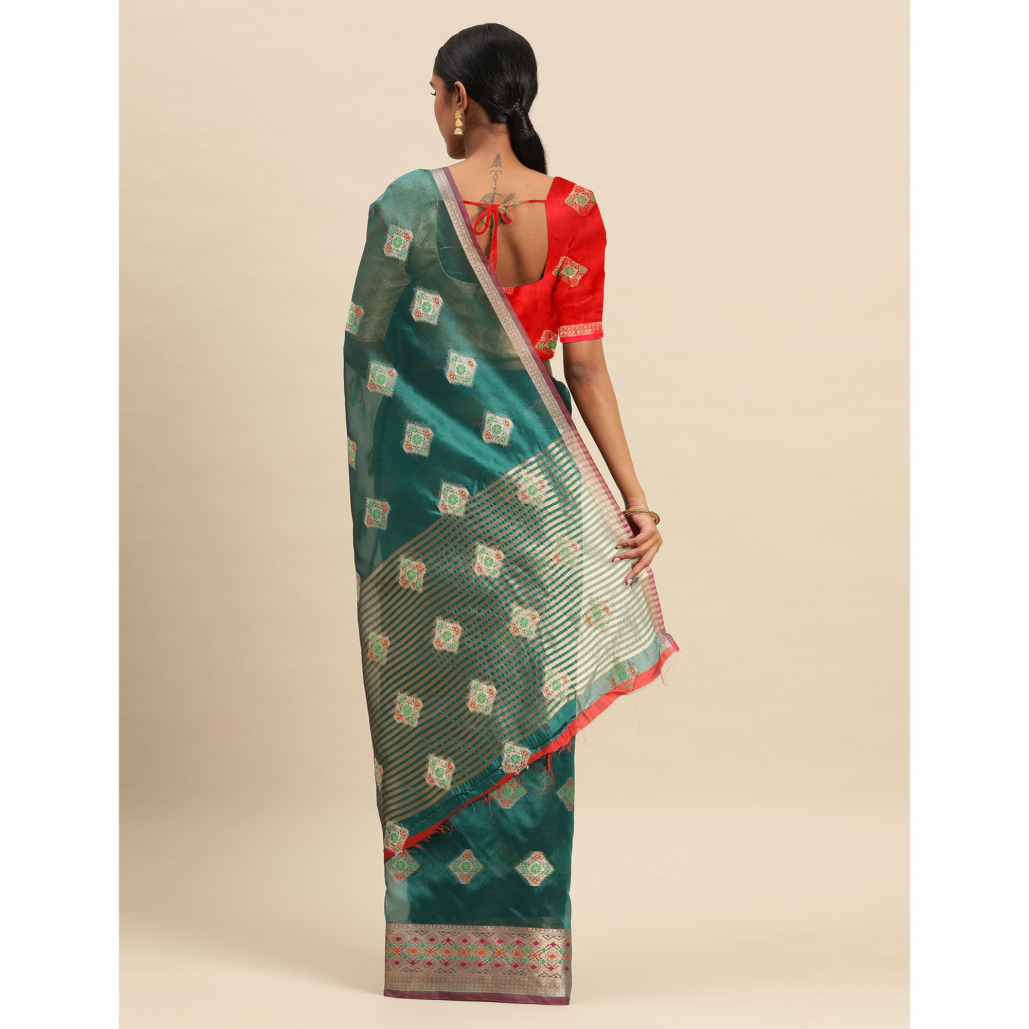 Morpich Woven Organza Saree
