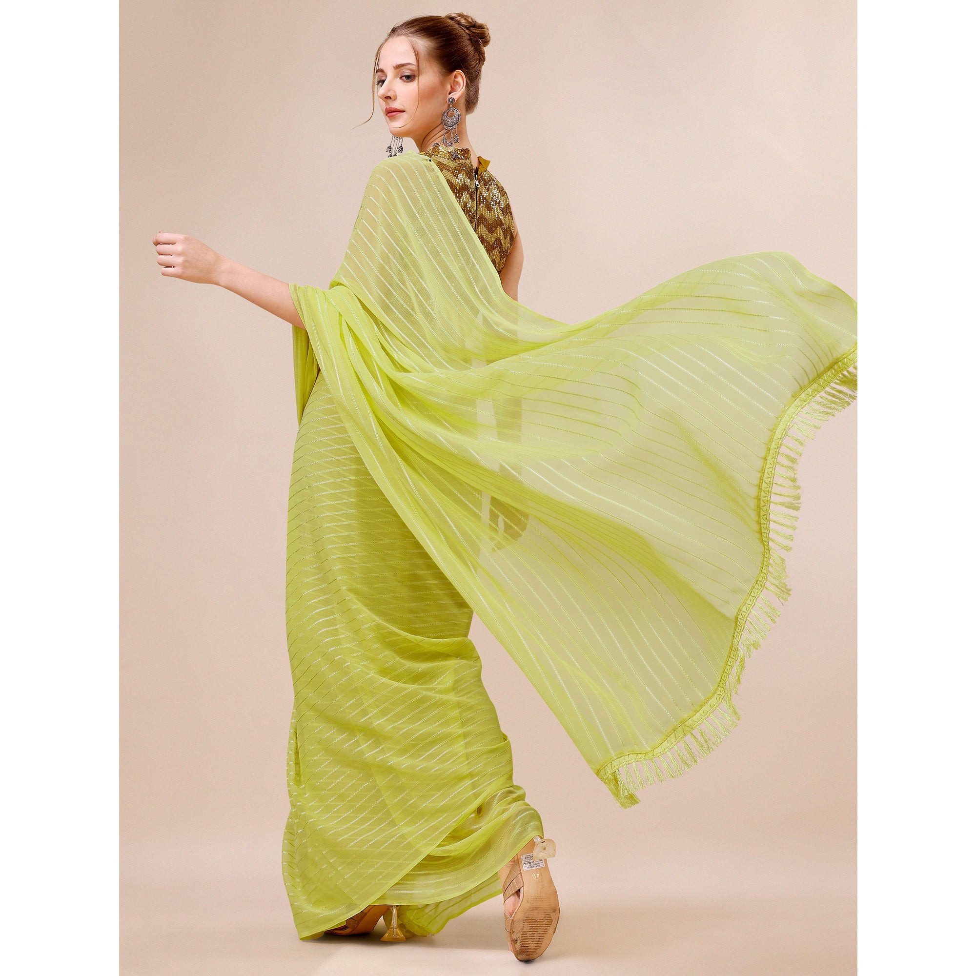 Green Embroidered Georgette Saree