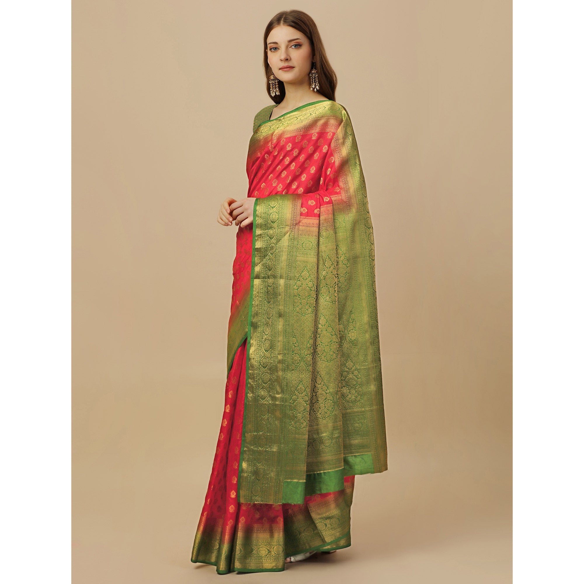 Red Woven Dola Silk Saree