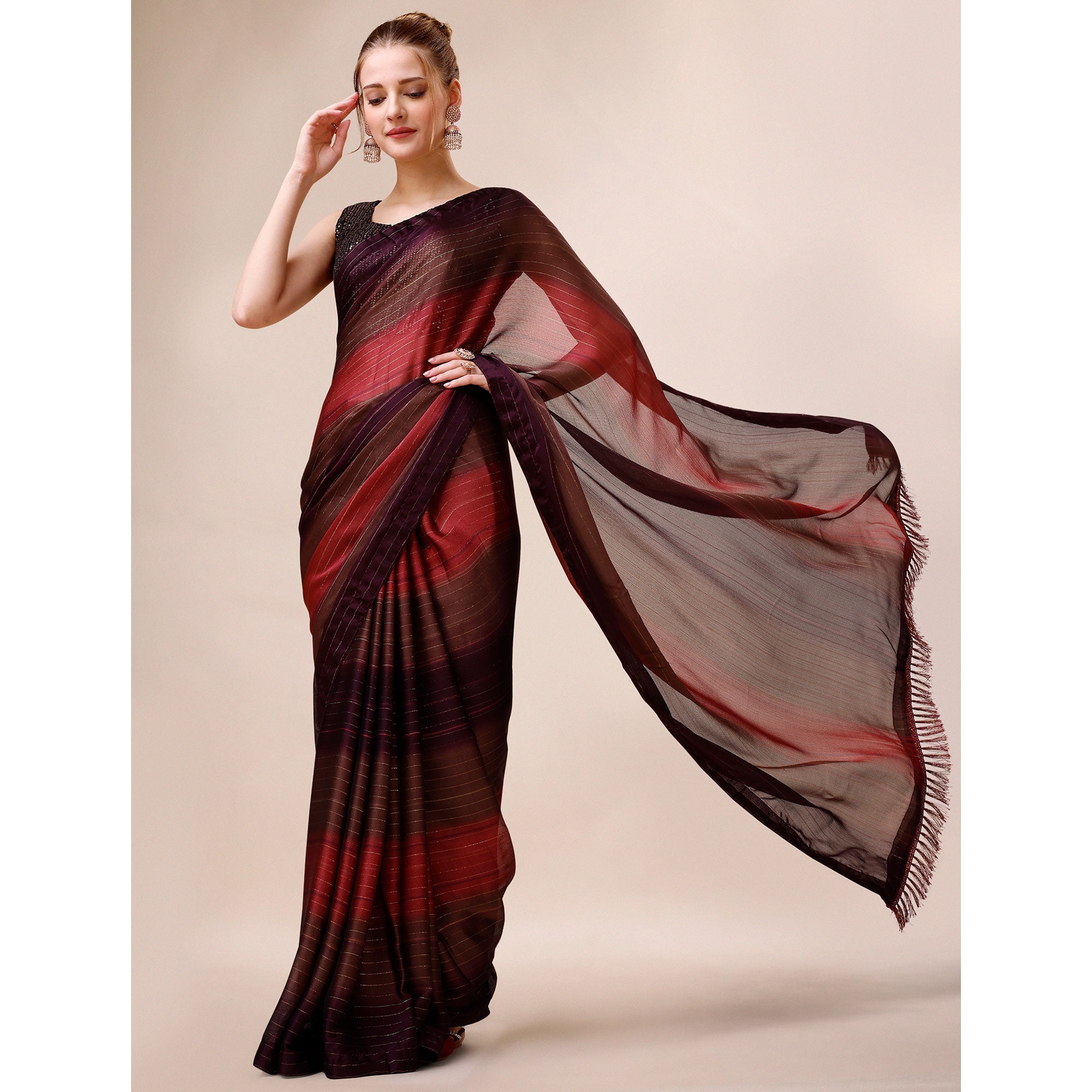 Multicolour Woven Chiffon Saree