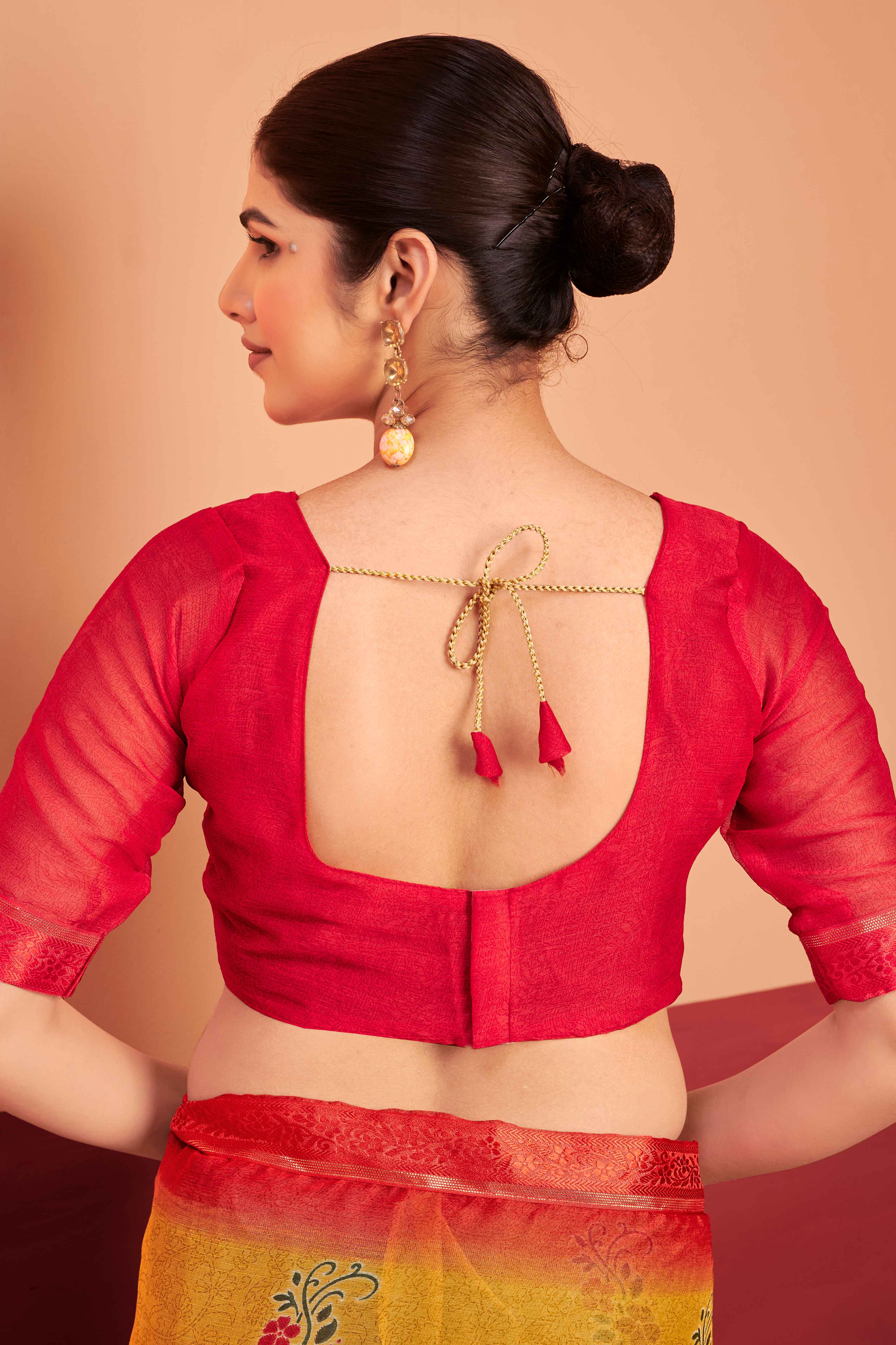 Olive Chiffon Saree Featuring Delicate Floral Prints & A Graceful Lace Border