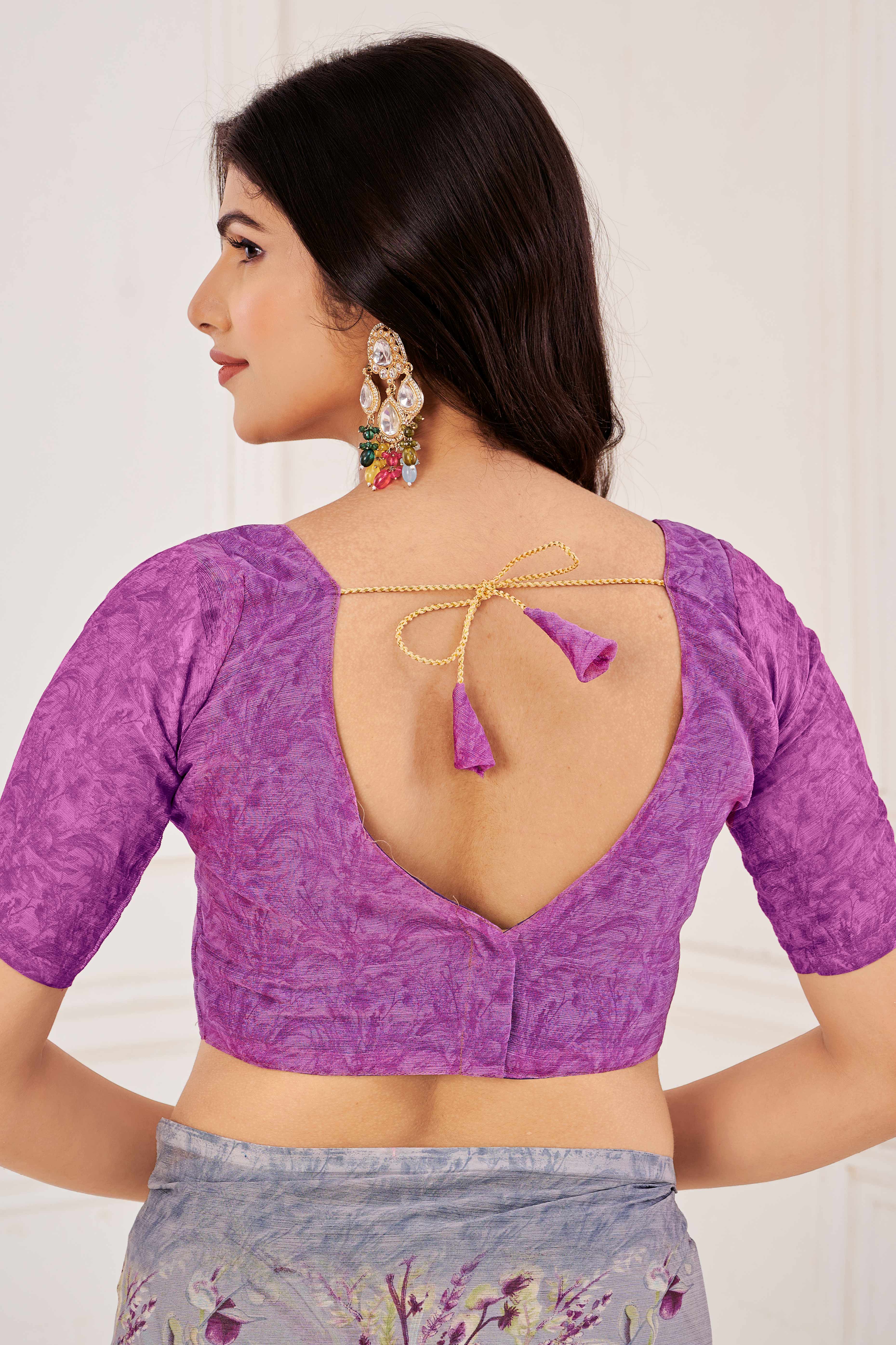 Grey Chiffon Saree Embellished With Dreamy Floral Print