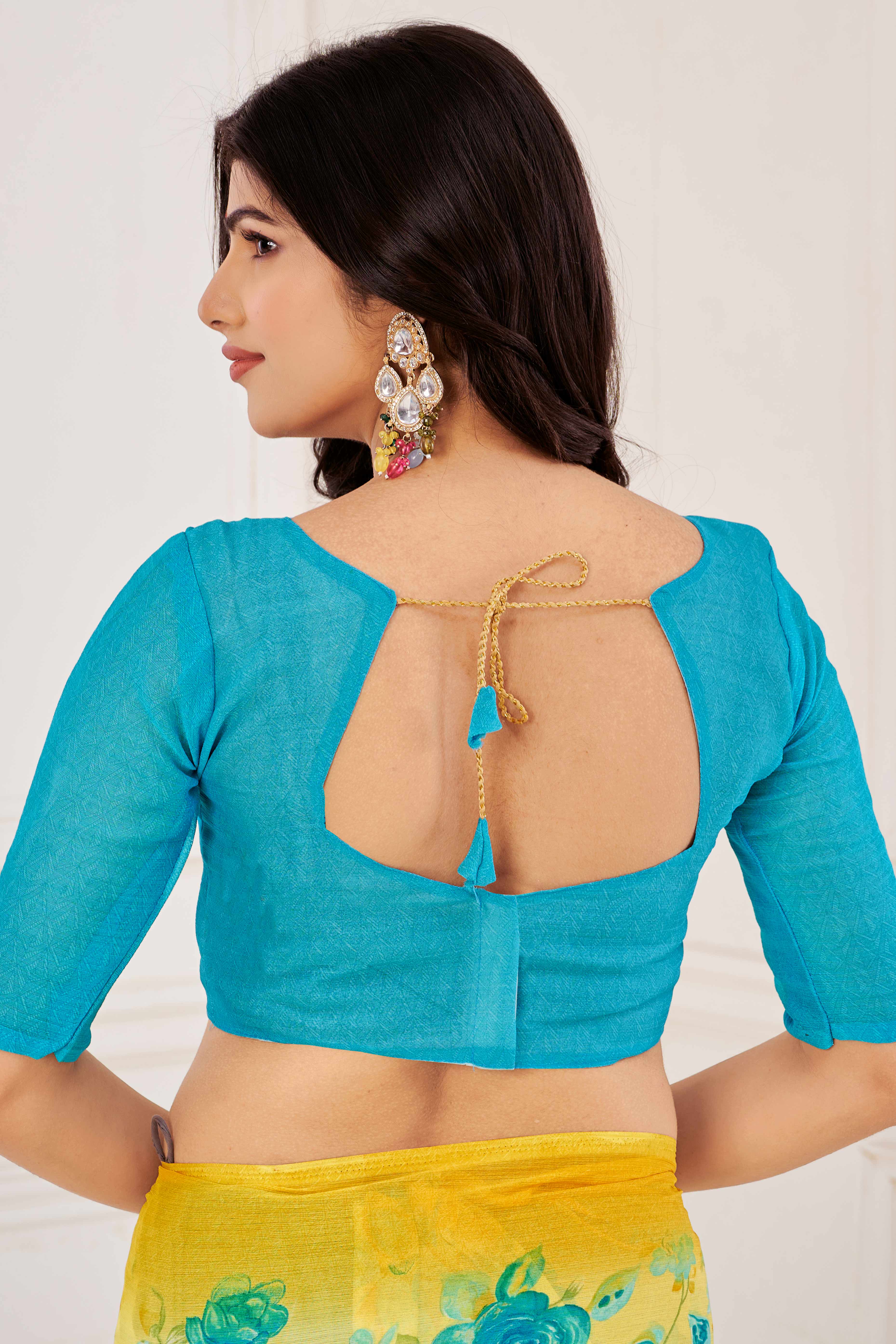 Mustard Chiffon Saree Embellished With Dreamy Floral Print