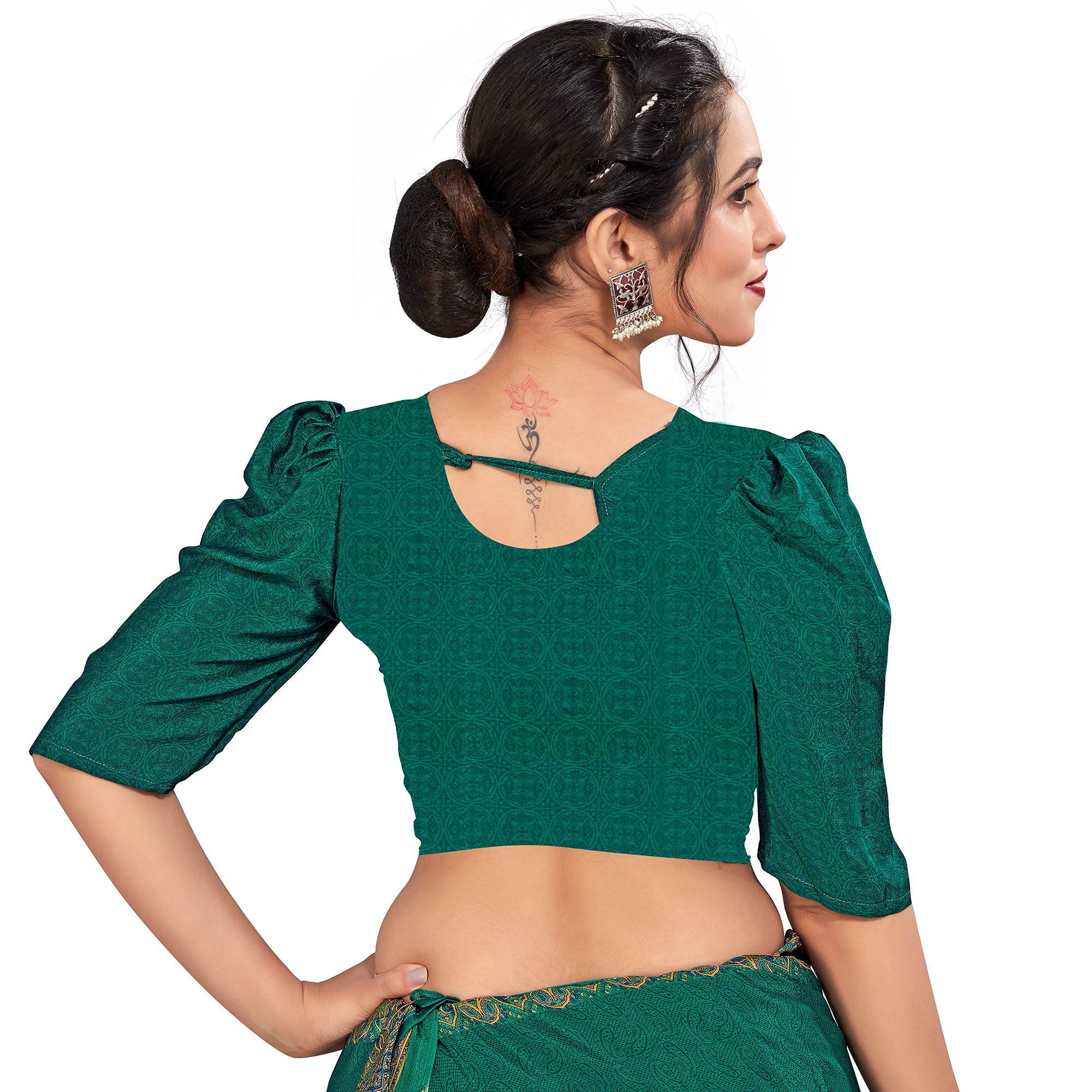 Green Printed Crepe Silk Saree