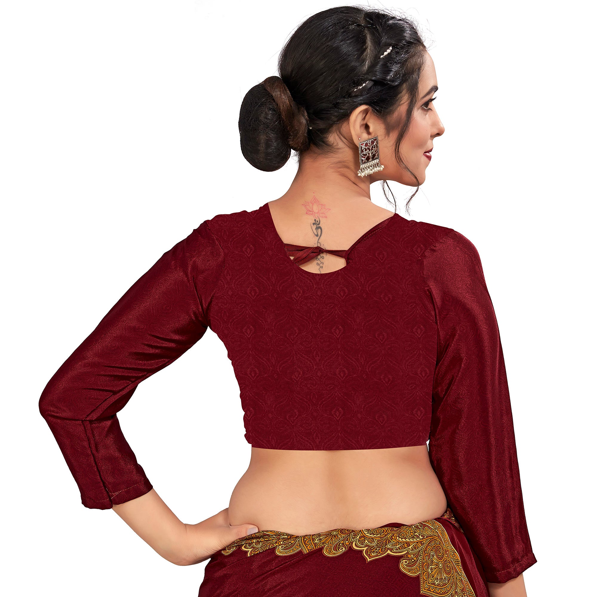 Maroon Printed Crepe Silk Saree