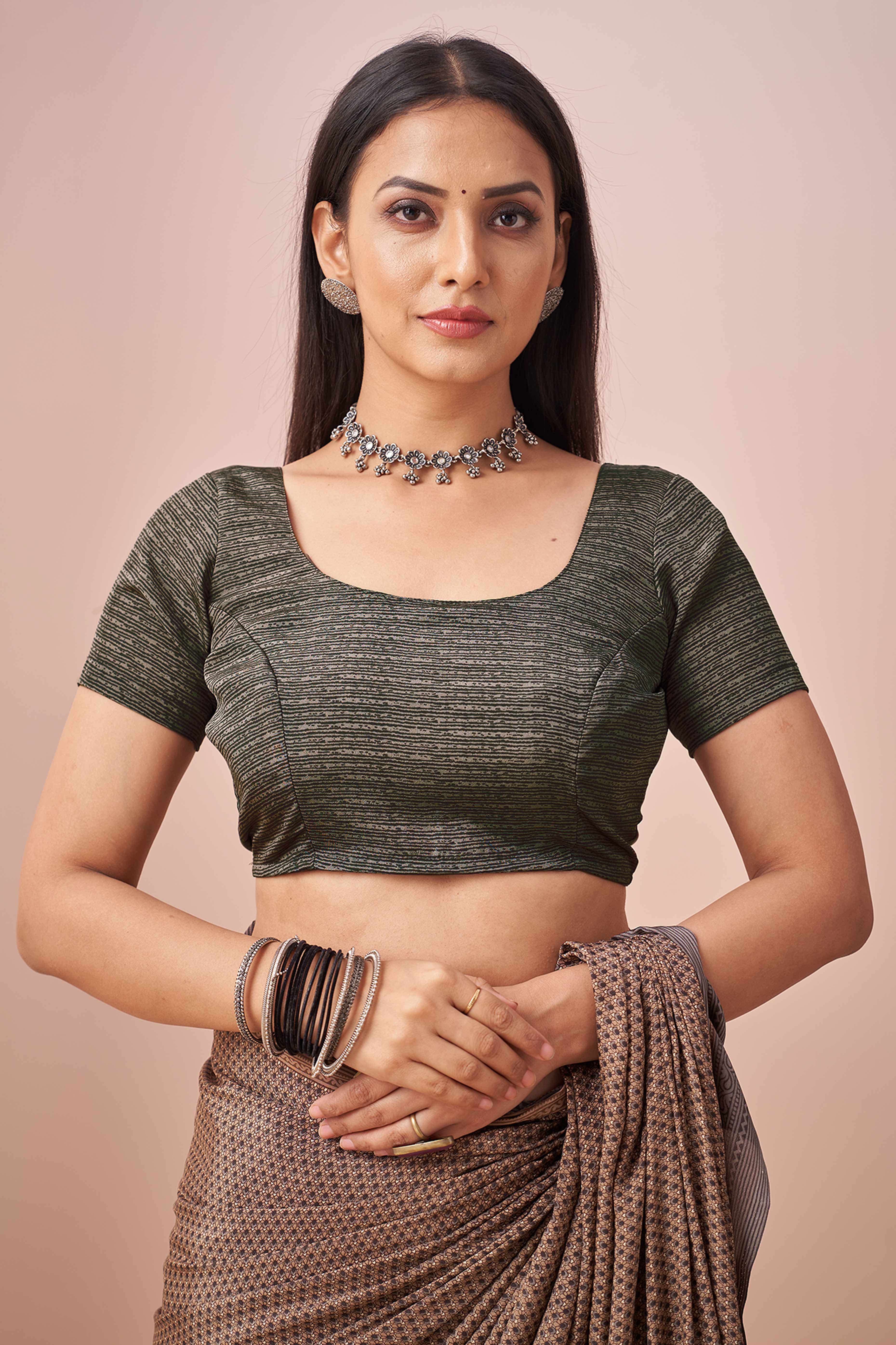 Brown Crepe Silk Saree Adorned With Artistic Floral Digital Print Work