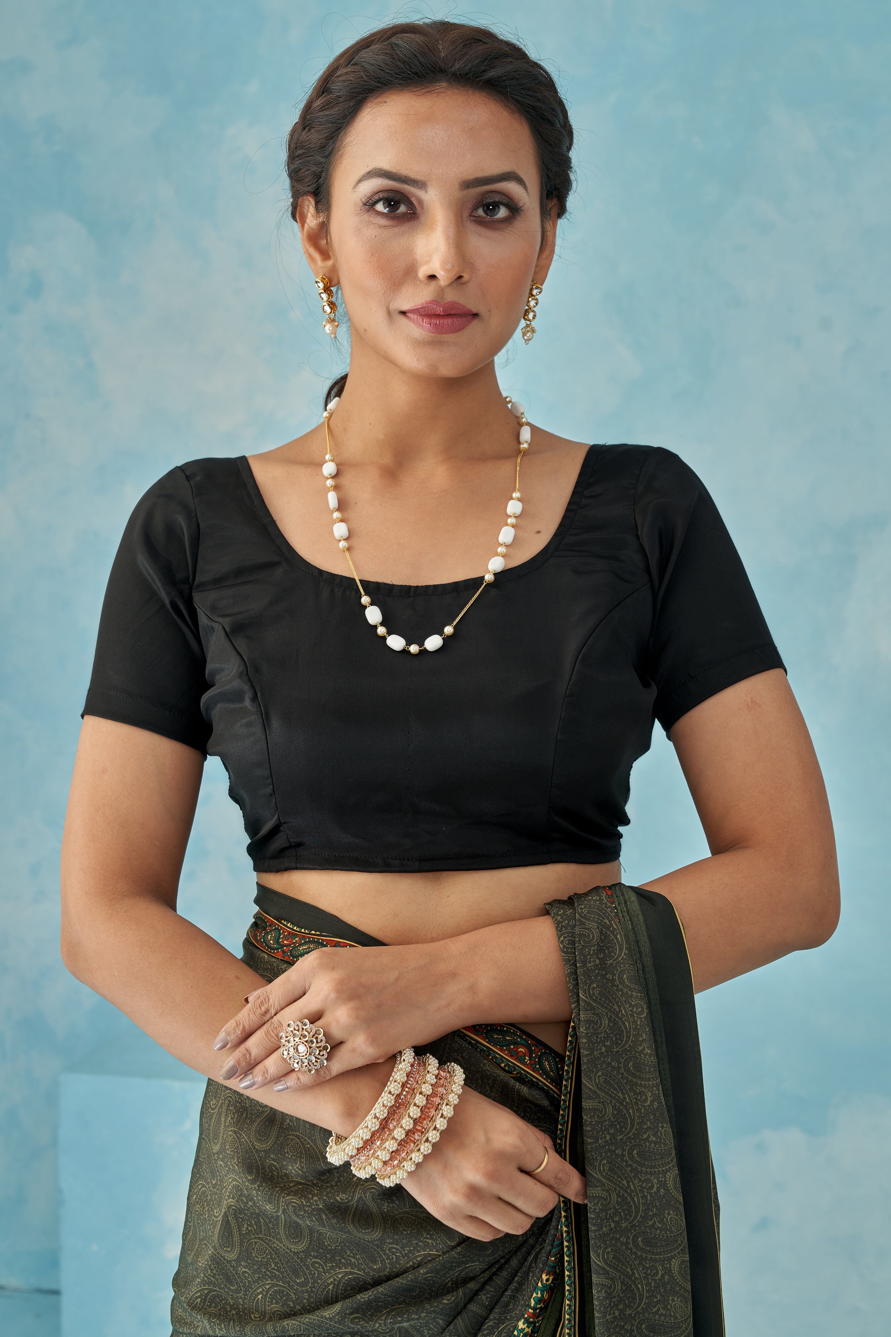 Lightweight Grey Paisley Printed Saree in Luxurious Silk Crepe