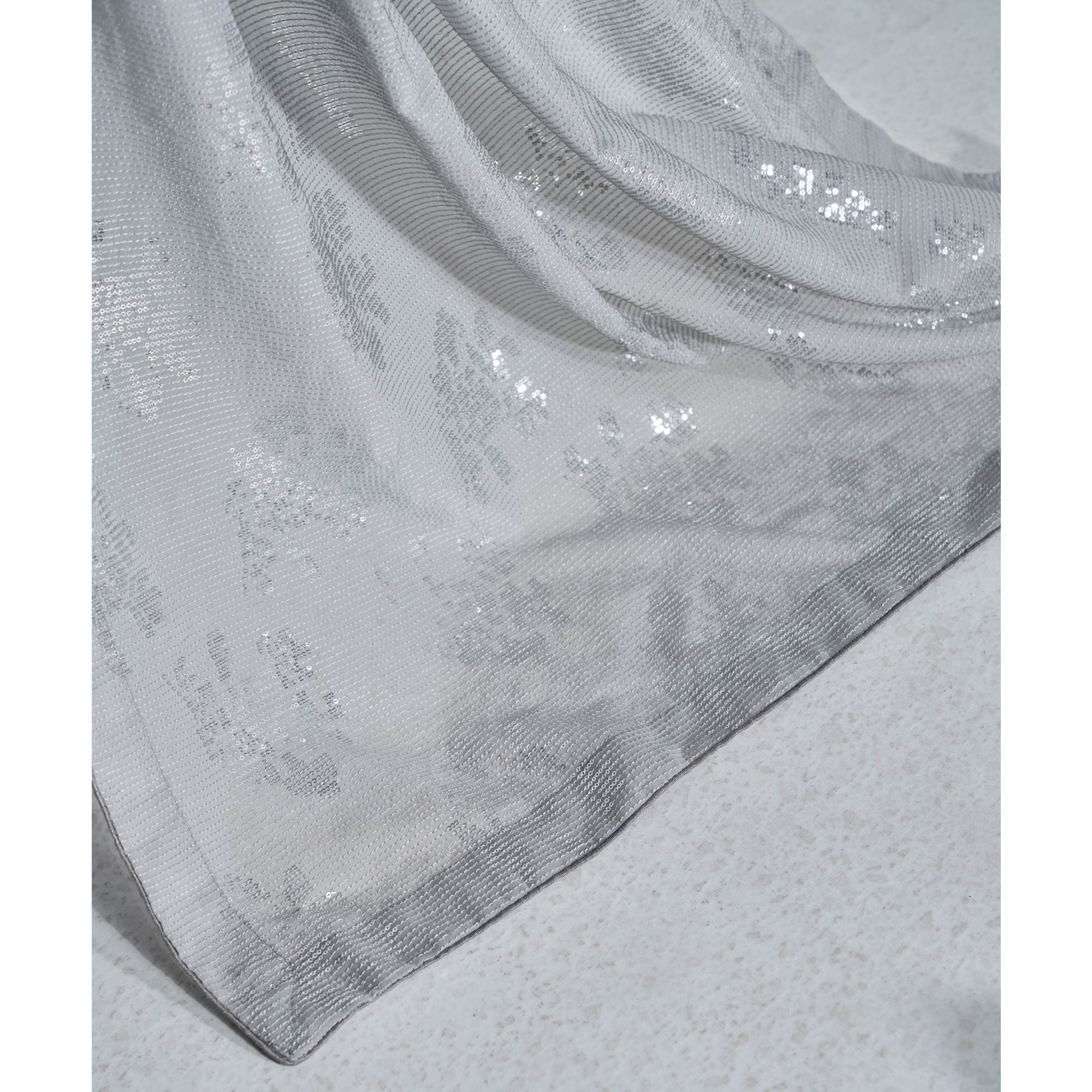 Grey Sequins Embroidered Georgette Saree