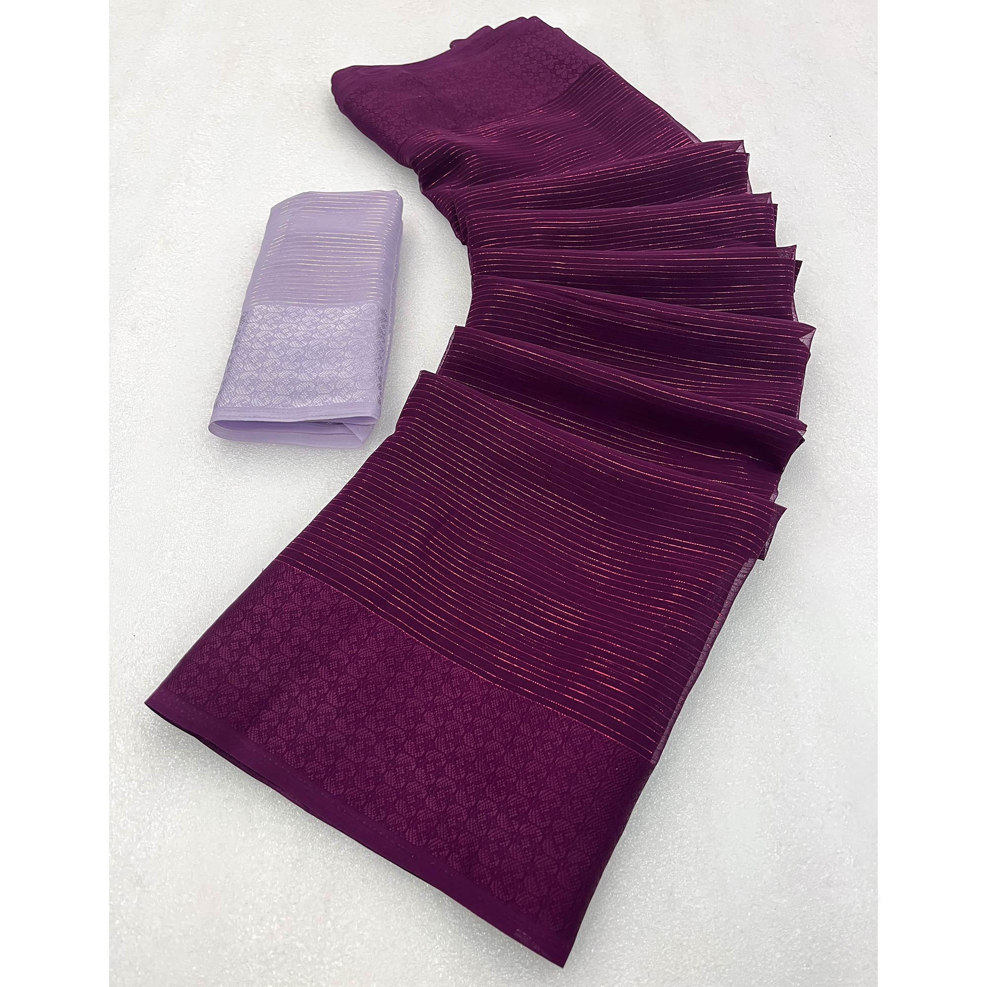 Wine Zari Woven Georgette Saree