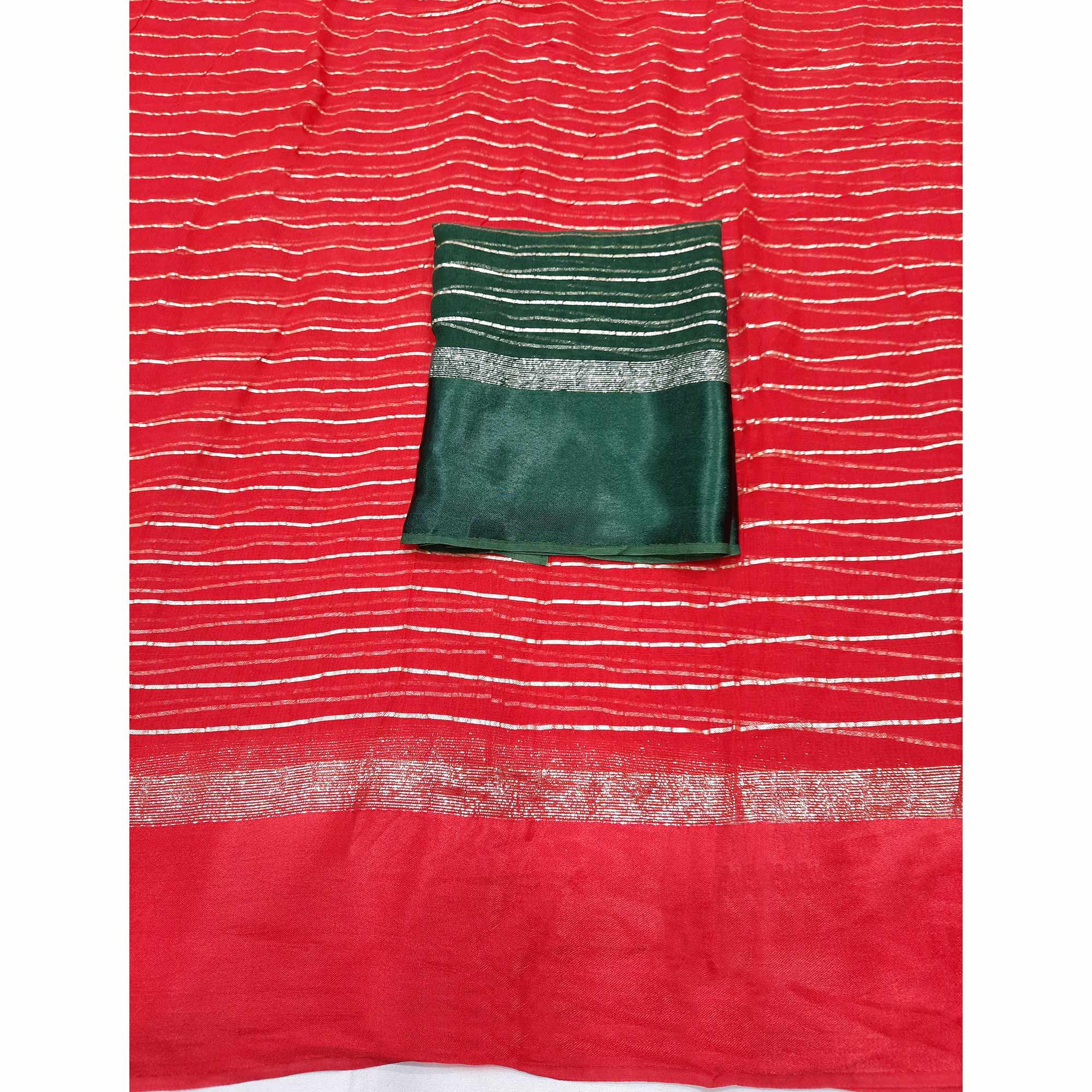 Red Woven Viscose Saree