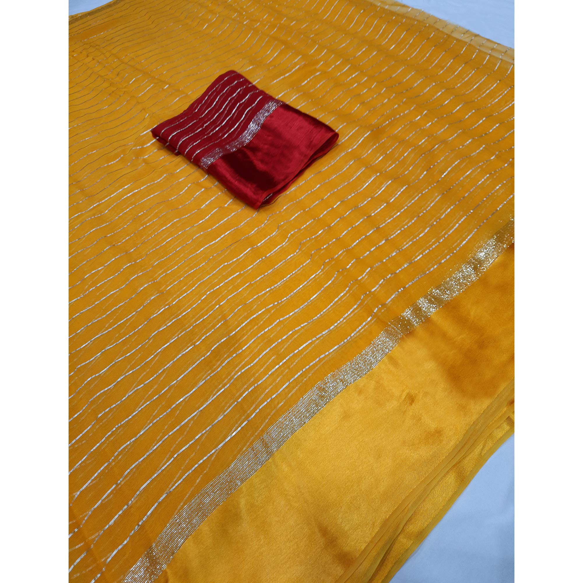 Yellow Woven Viscose Saree