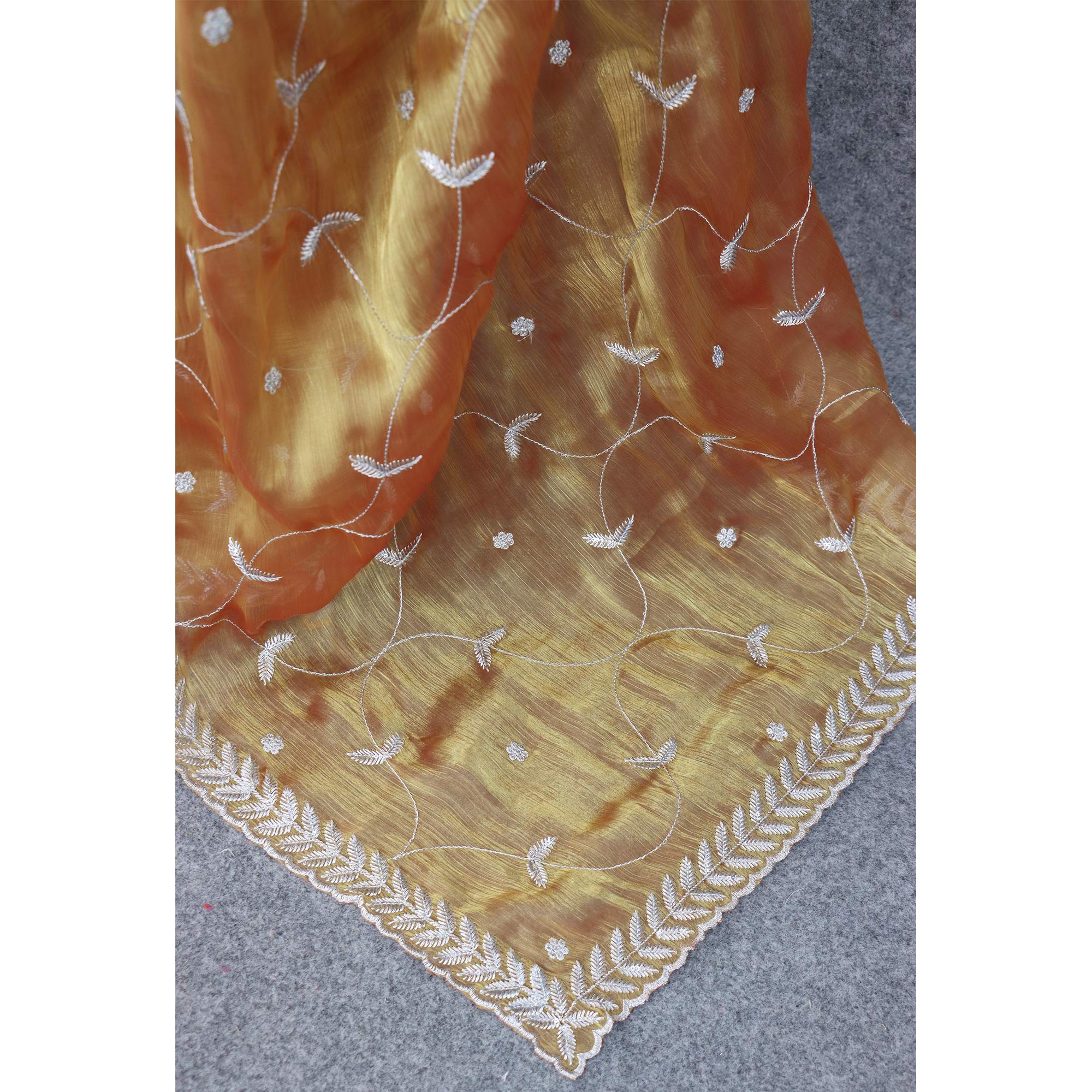 Golden Sequins Embroidered Chiffon Saree