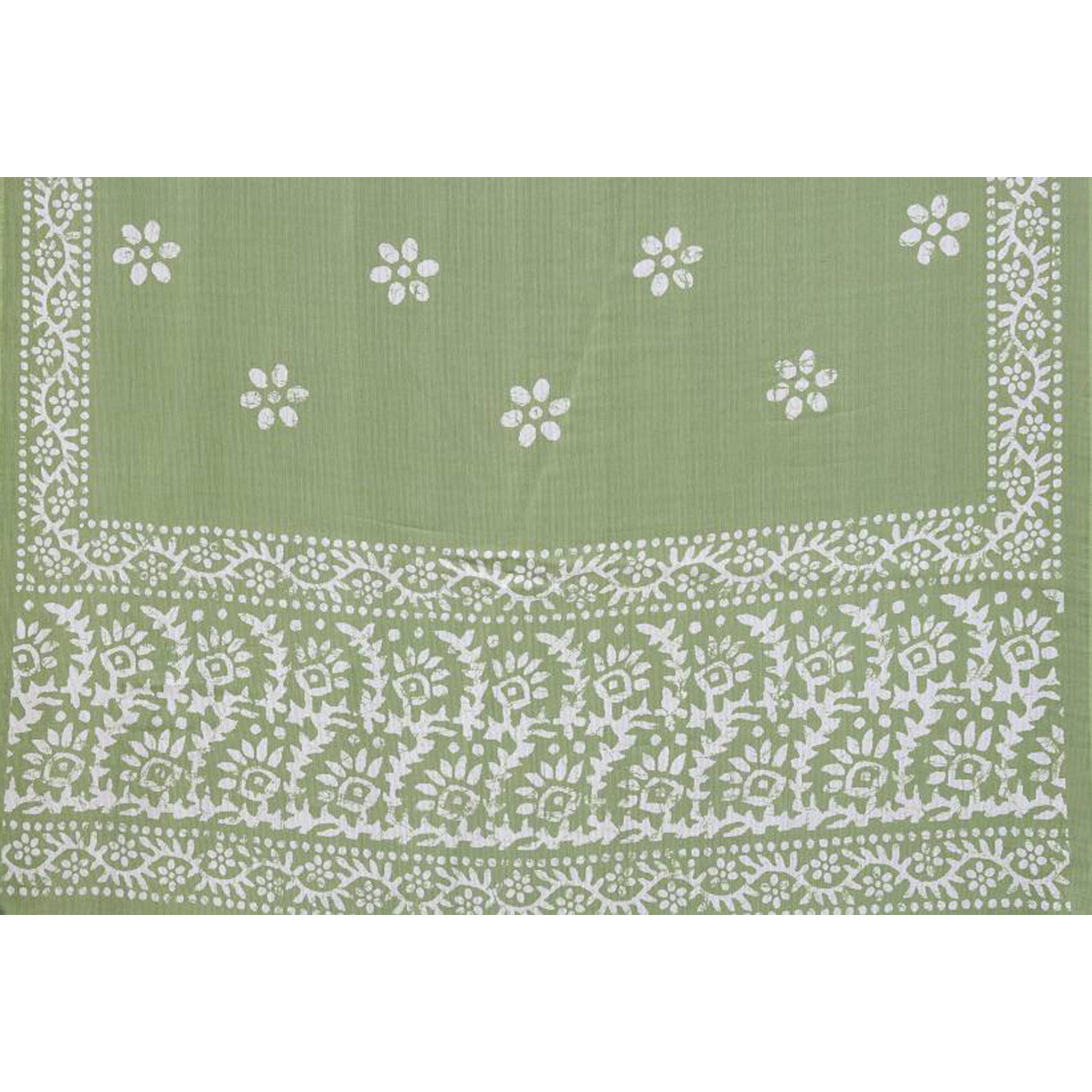 Pista Green Floral Printed Chiffon Saree