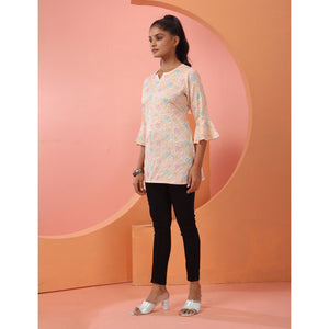Orange Foil Printed Rayon Top