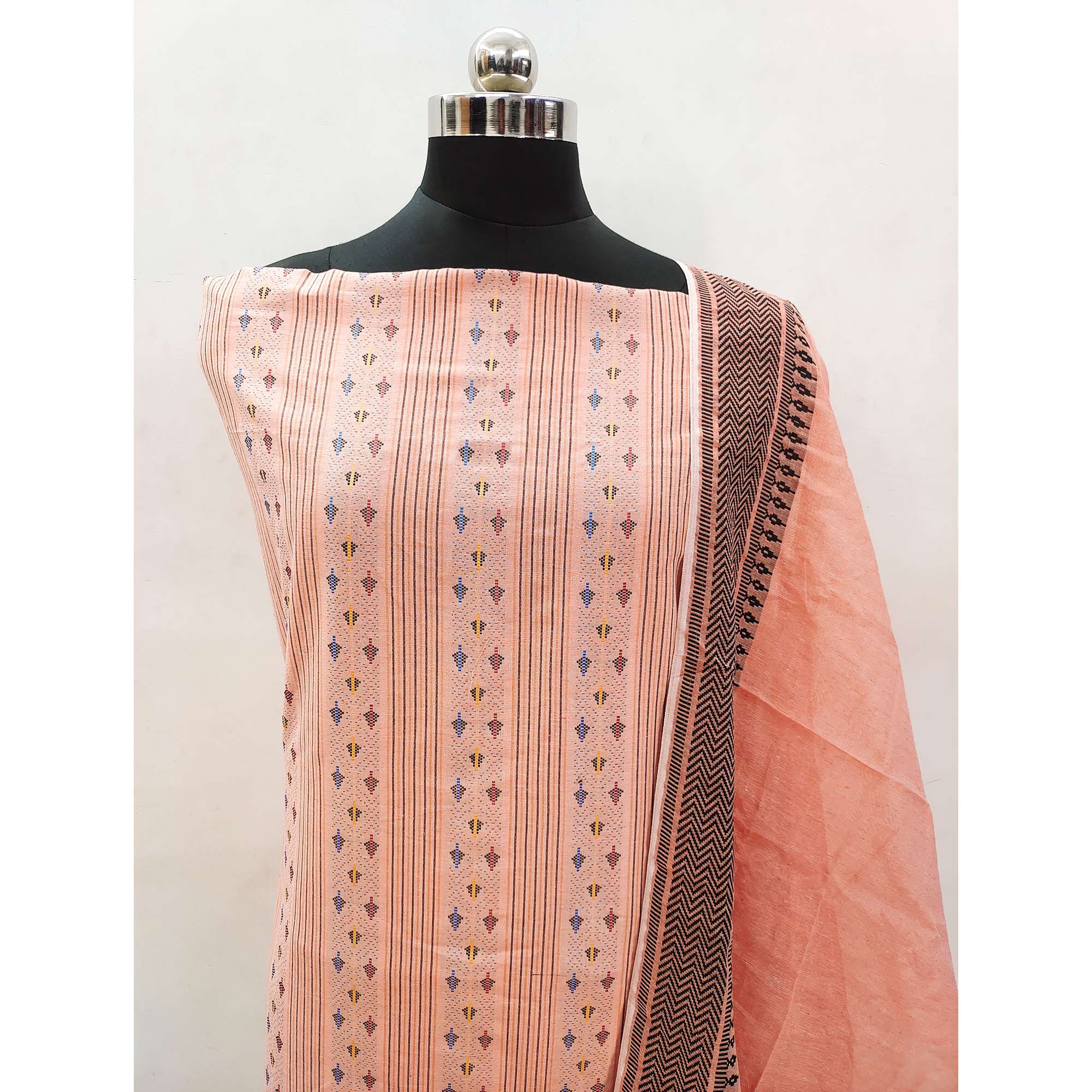 Orange Woven Pure Cotton Dress Material