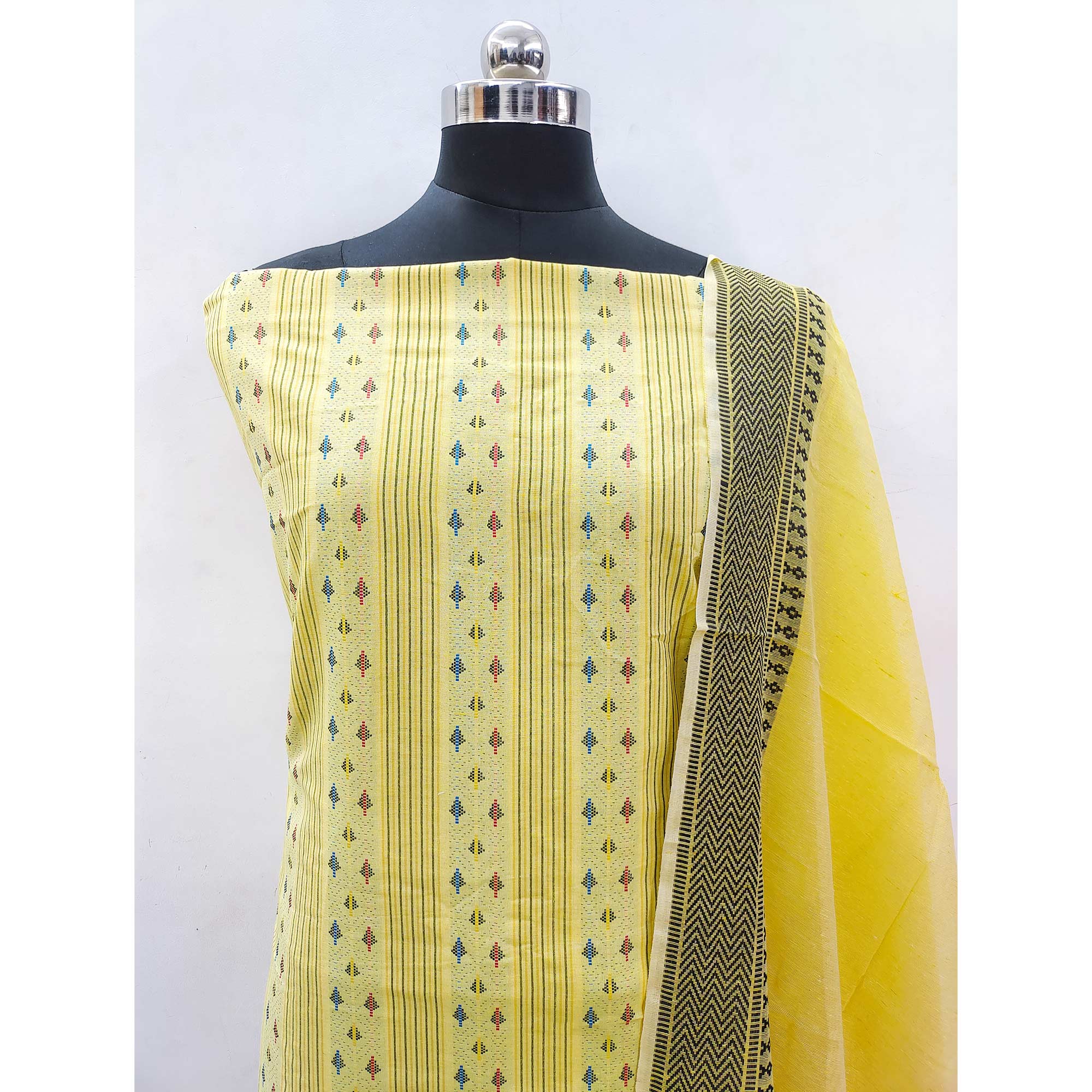 Yellow Woven Pure Cotton Dress Material