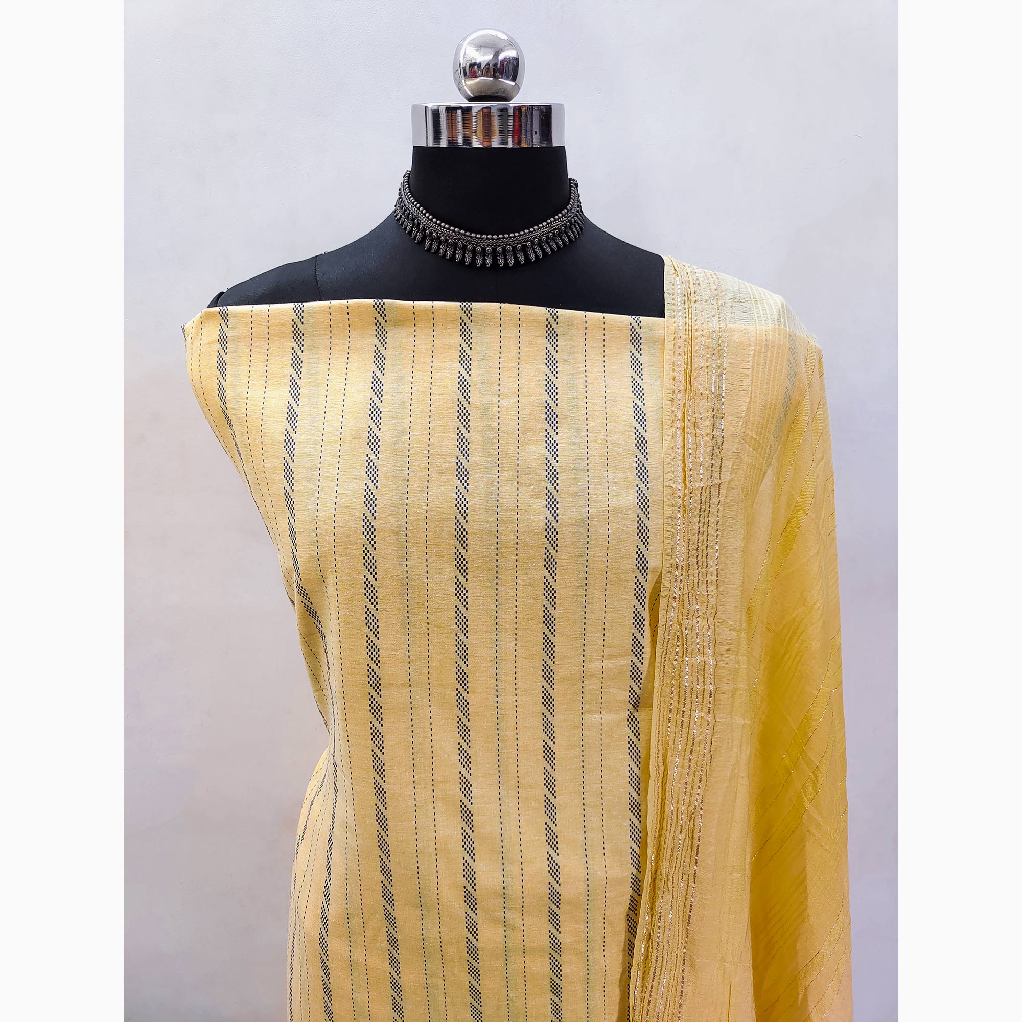 Yellow Woven Pure Cotton Dress Material