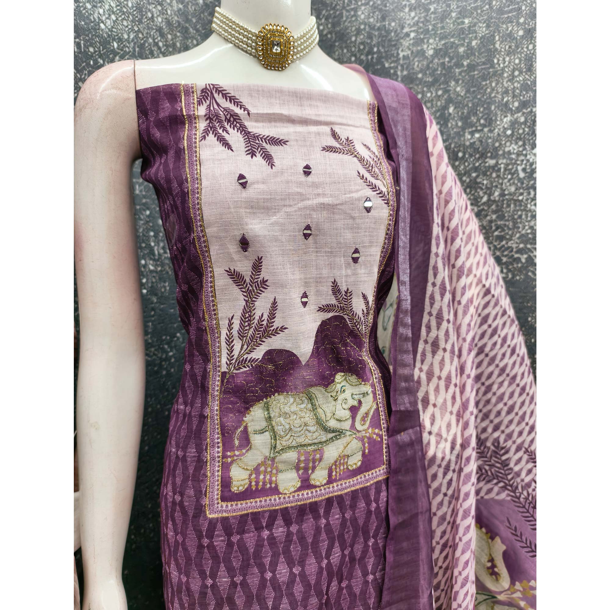 Purple Premium Woven Linen Dress Material for Comfortable Styling