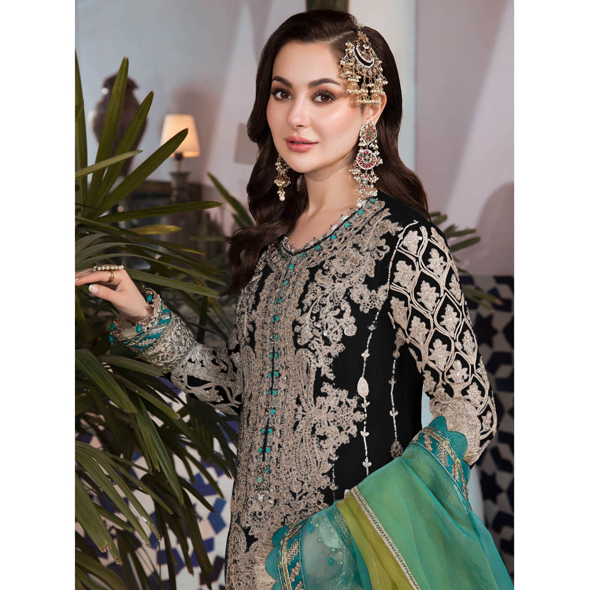 Black Floral Embroidered Georgette Pakistani Suit