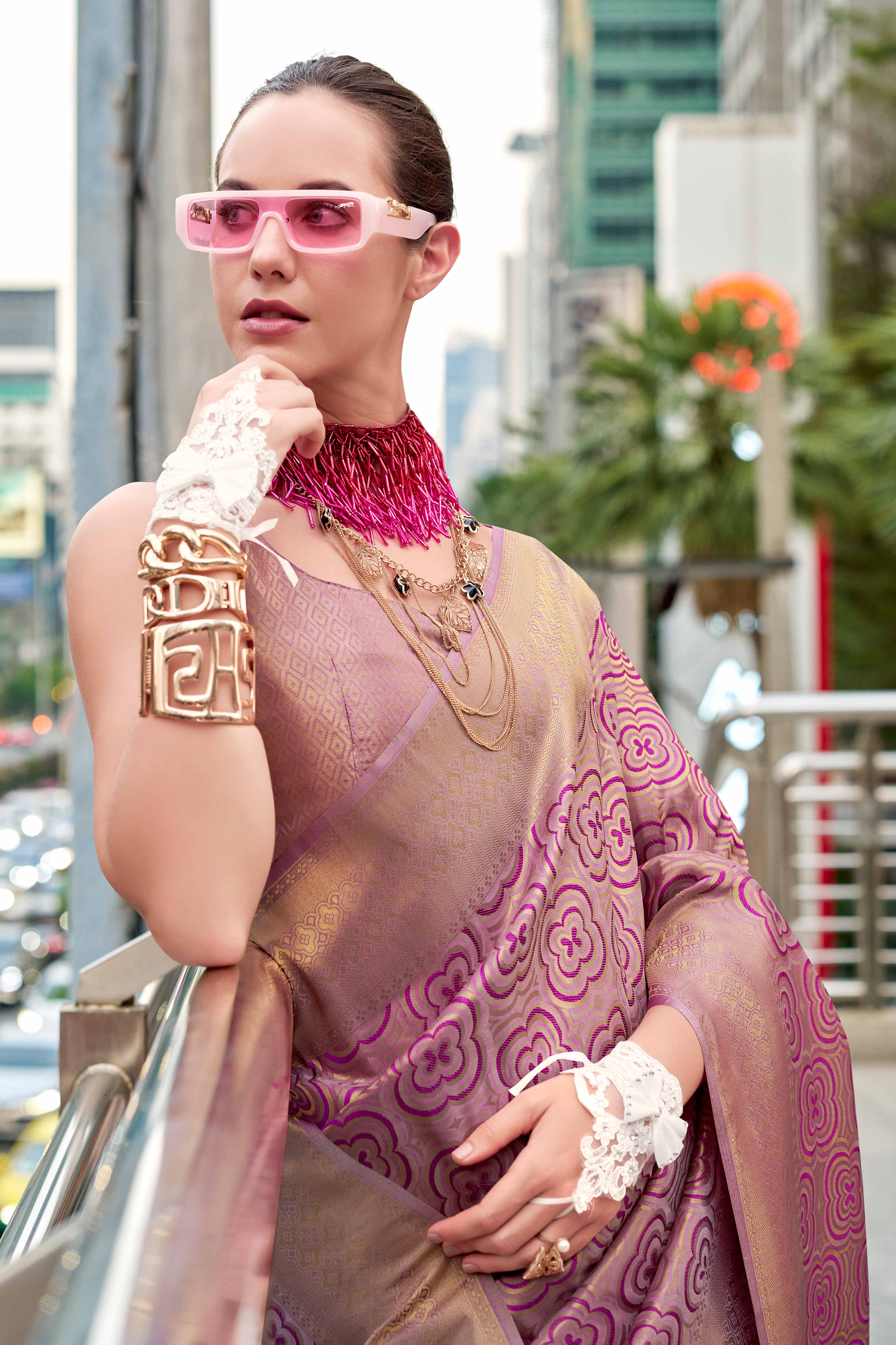 Purple Zari Woven Kanjivaram Silk Saree