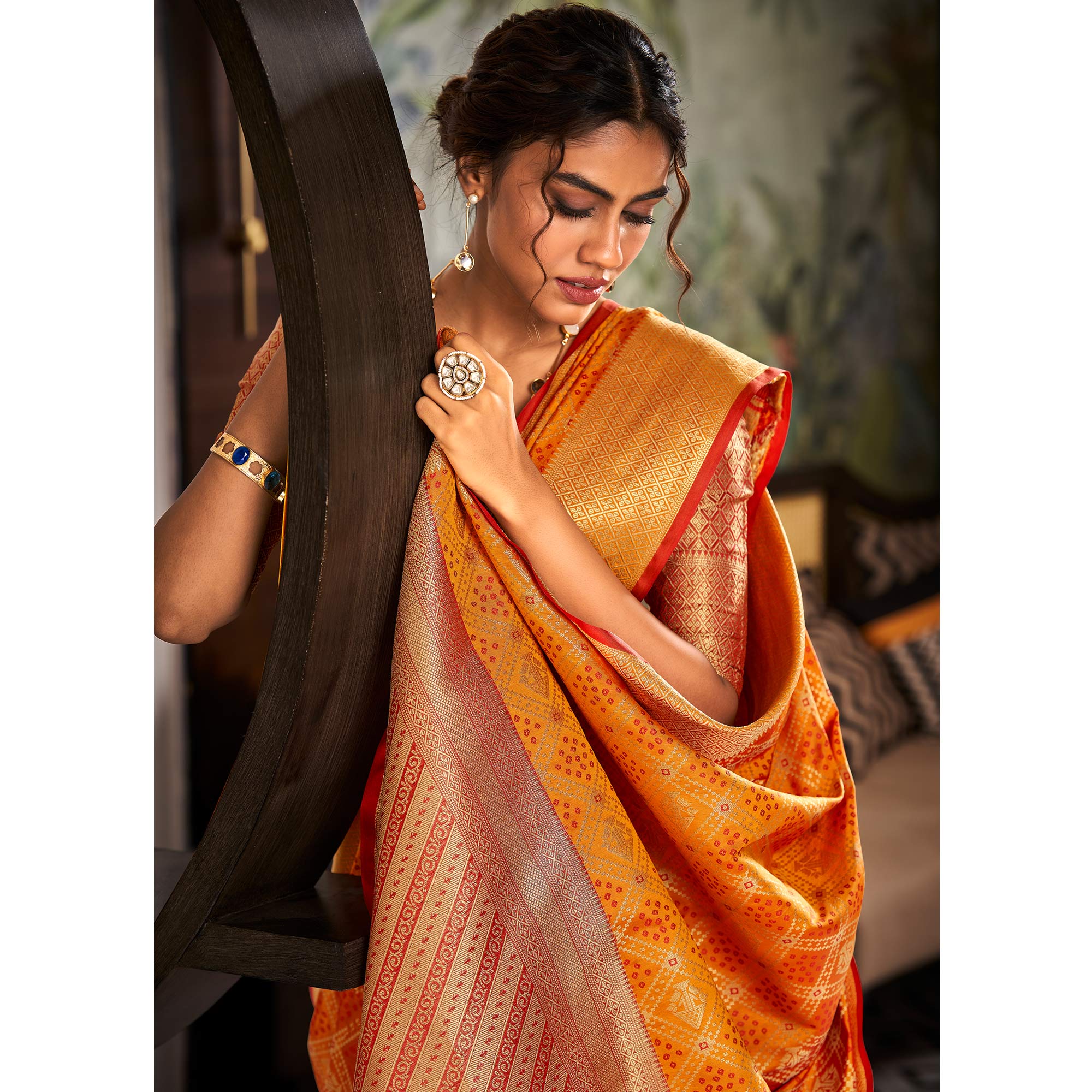 Yellow Woven Patola Pure Silk Saree