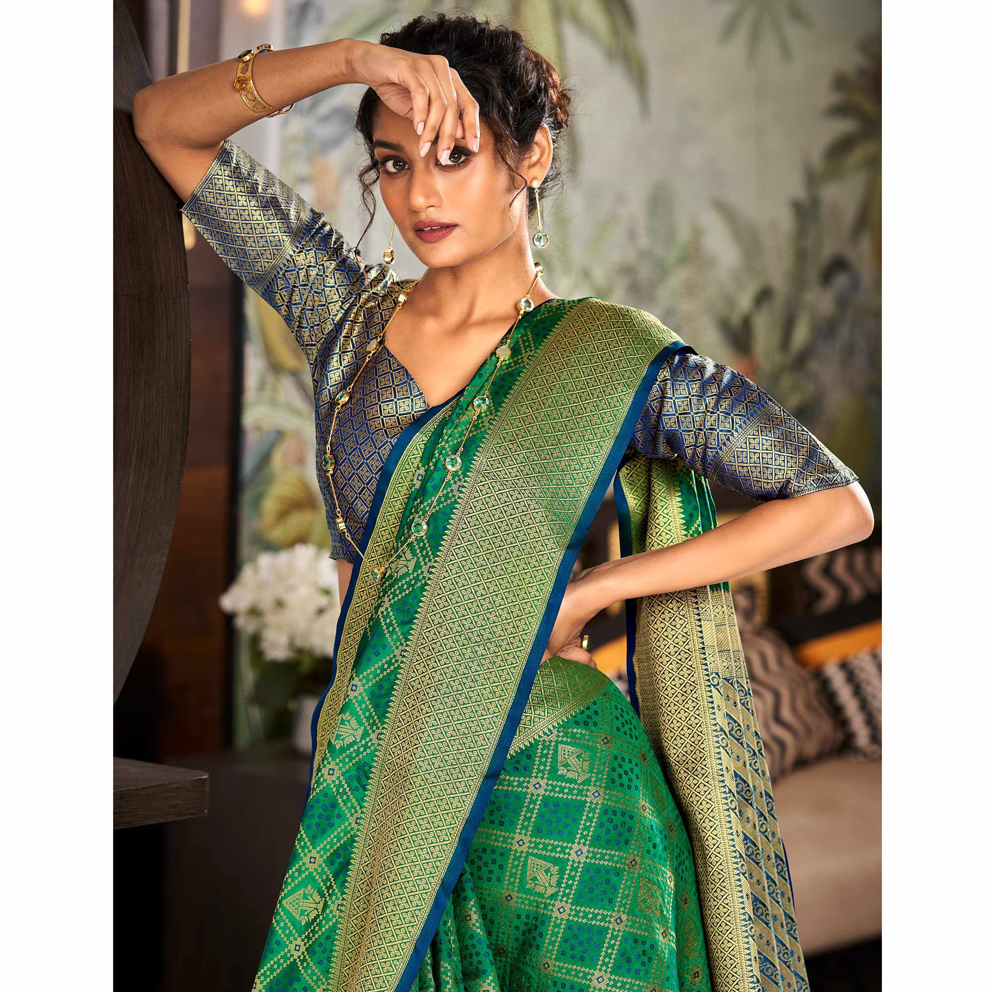 Green Woven Patola Pure Silk Saree