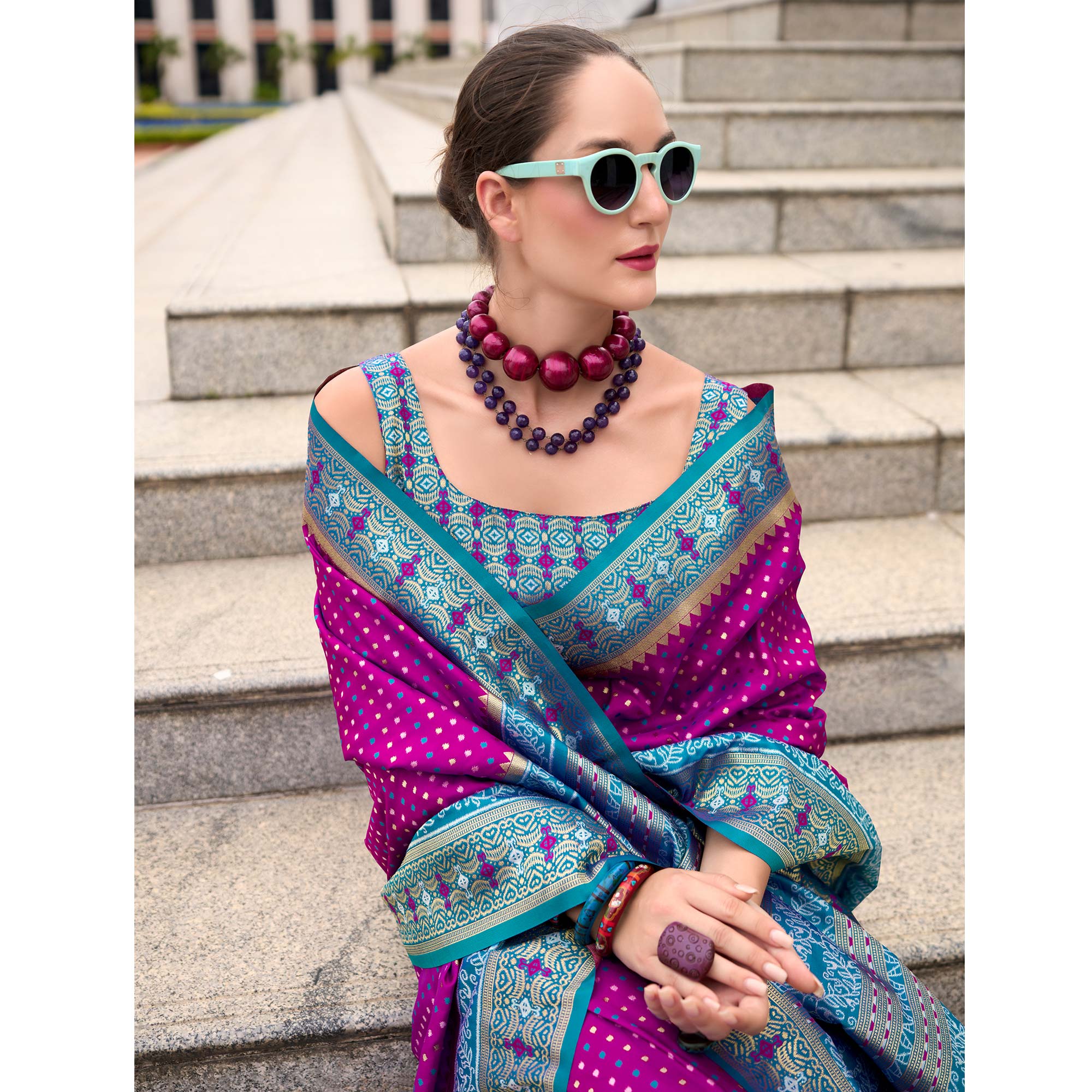 Purple Zari Woven Banarasi Silk Saree