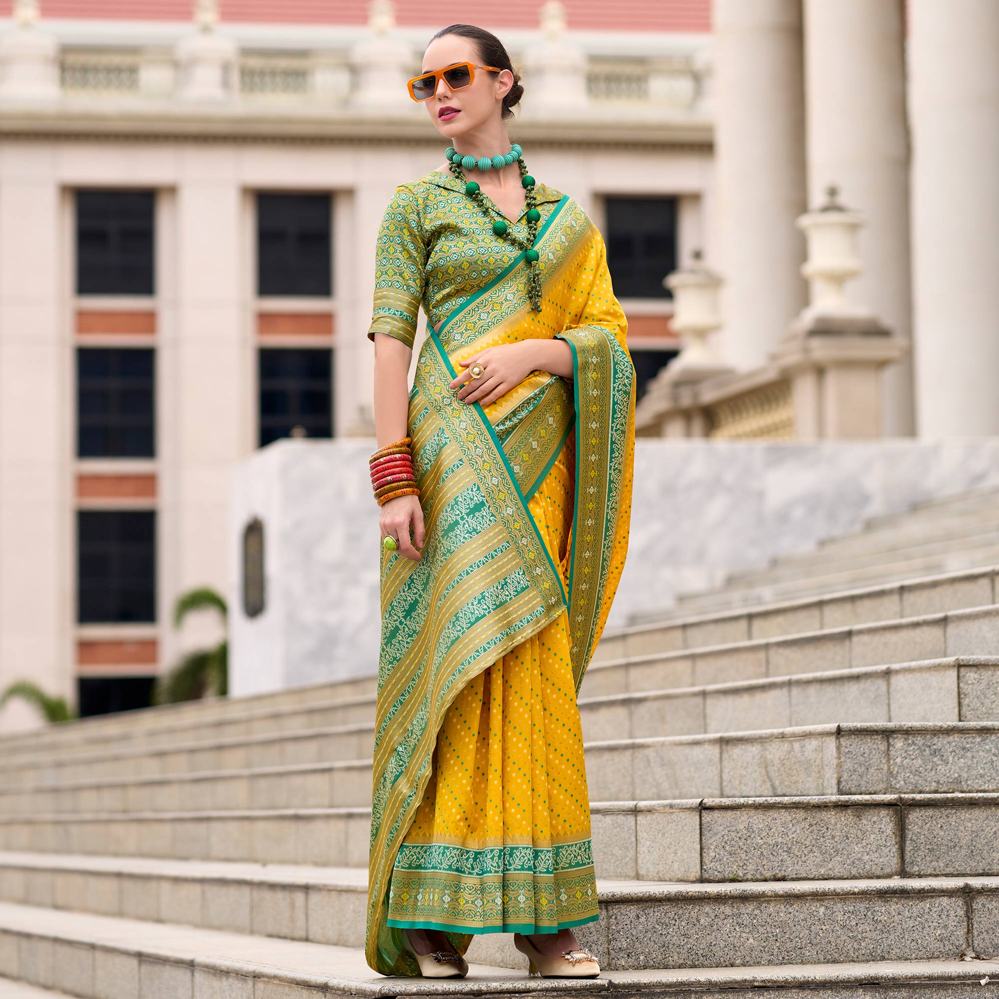 Yellow Zari Woven Banarasi Silk Saree
