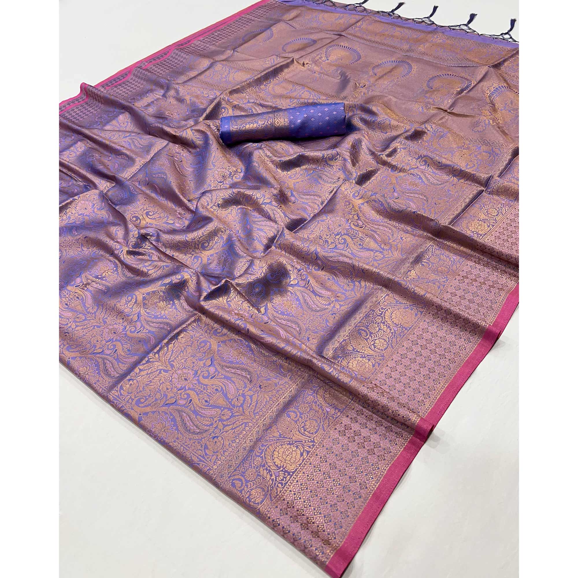 Lavender Pure Look Banarasi Saree with Classic Zari Brocade Weaving