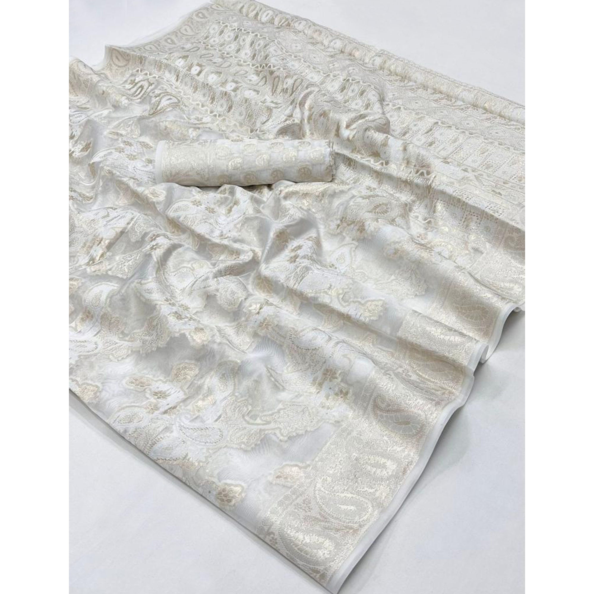 White Woven Organza Saree