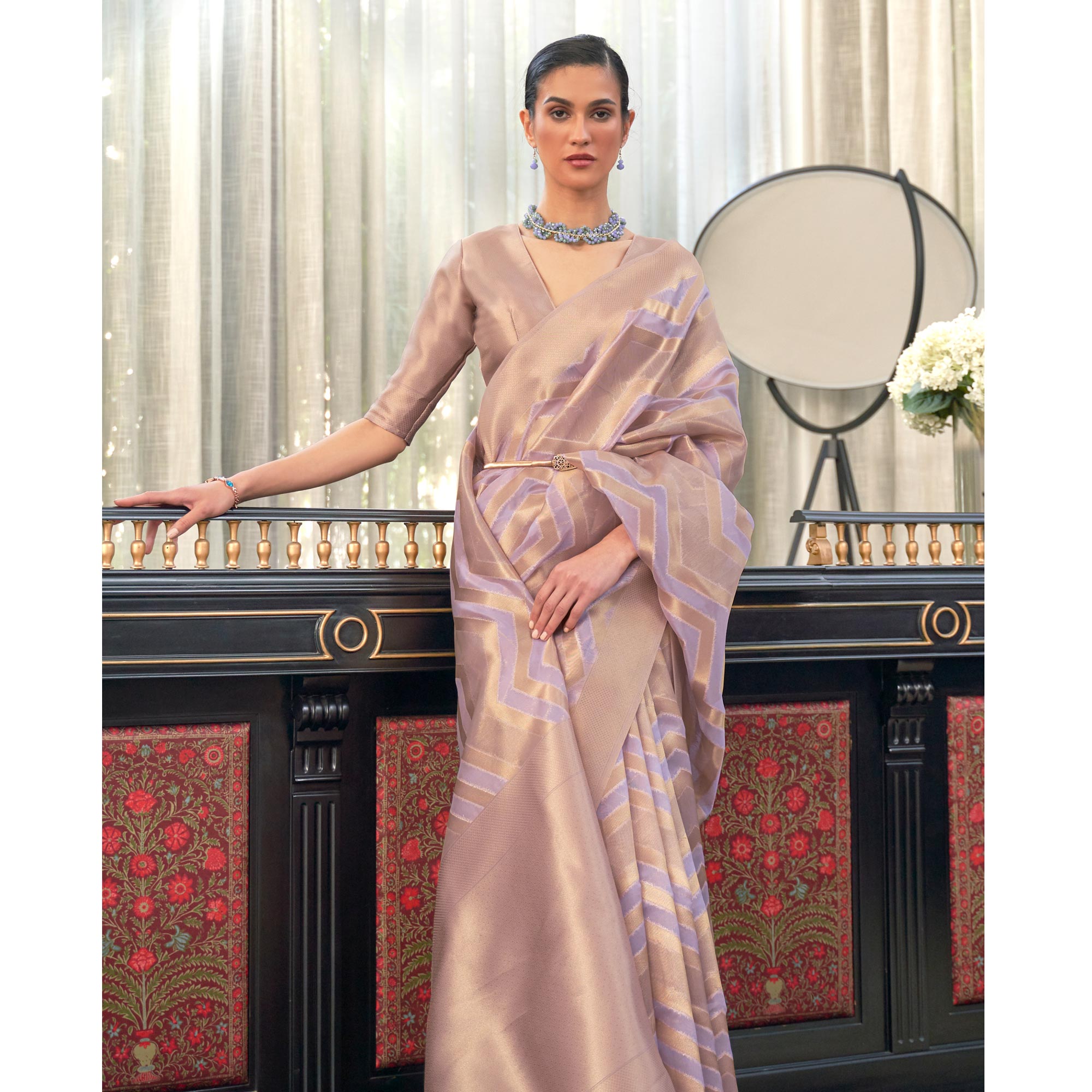 Purple Woven Organza Saree