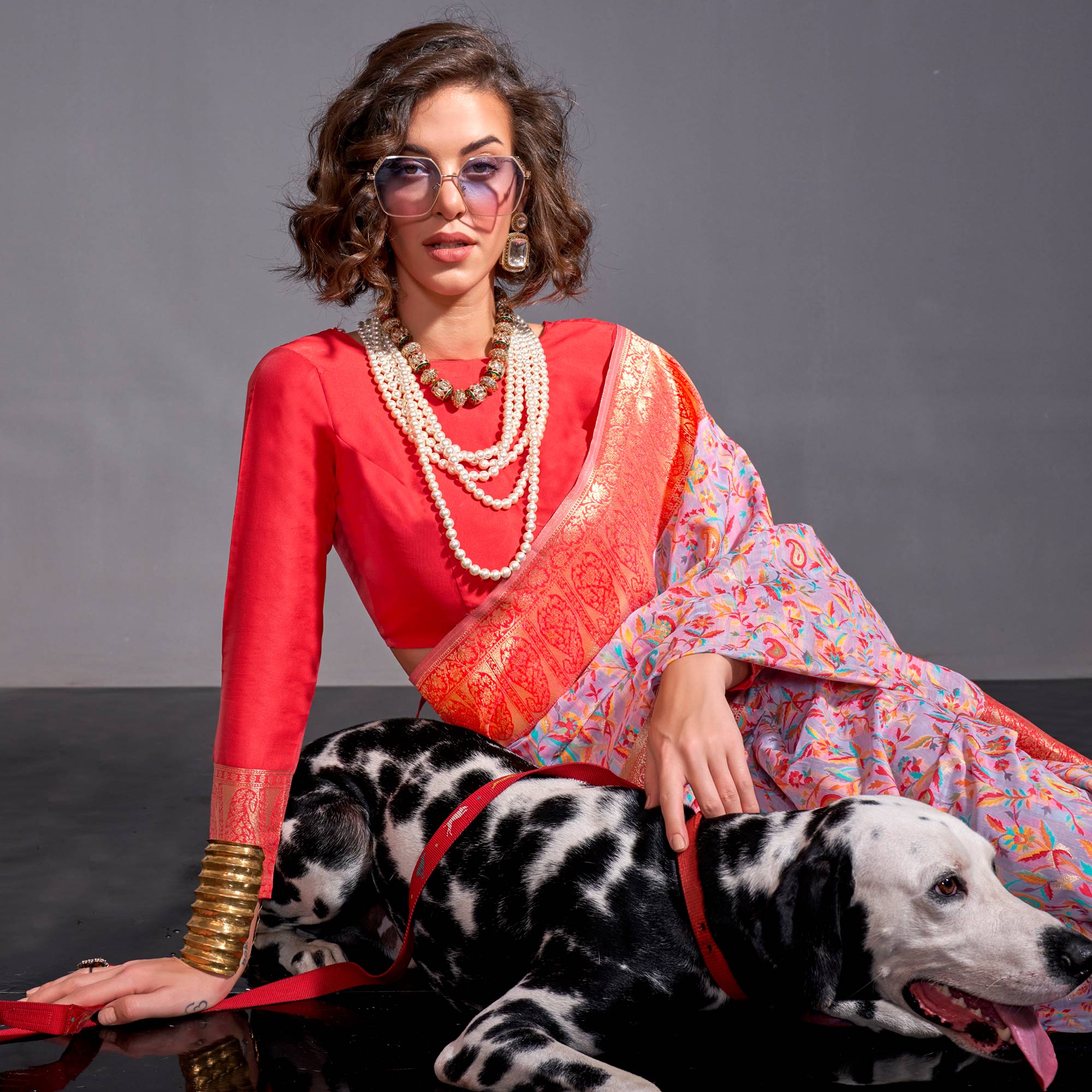 Pink Floral Woven Chanderi Silk Saree