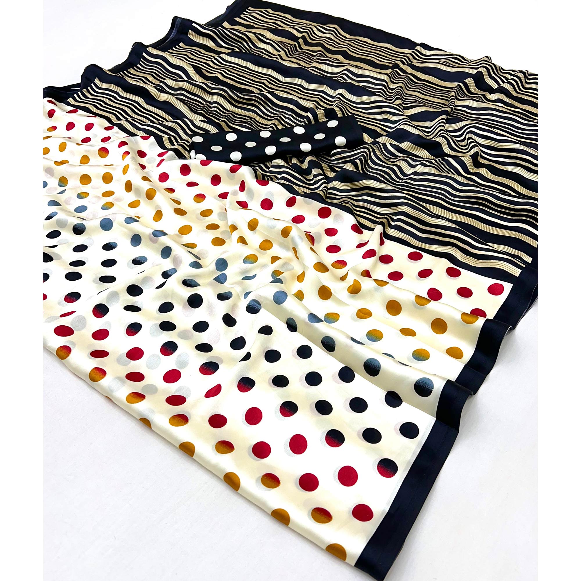 White Patola Printed Satin Crepe Saree